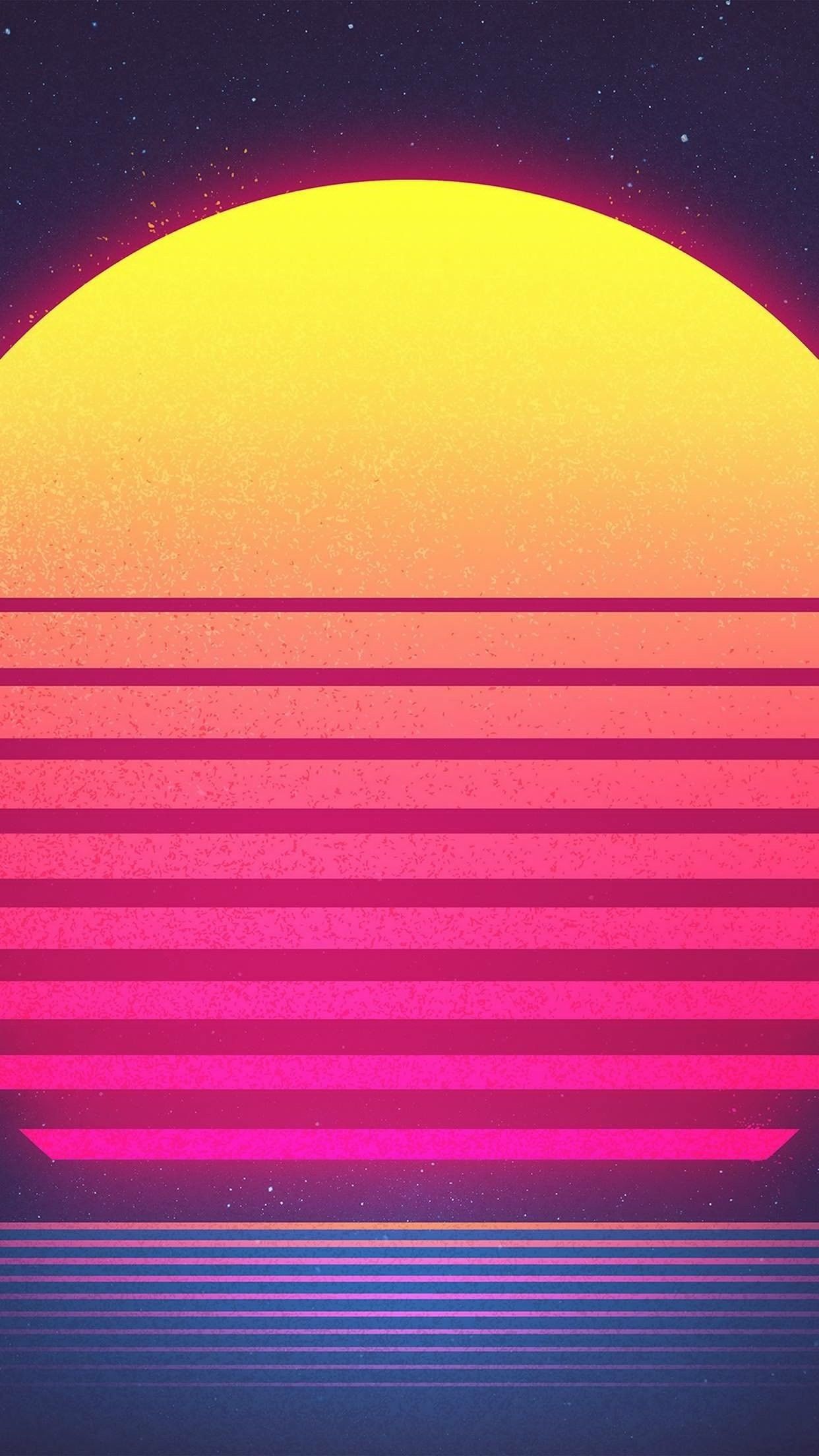 Sole retrowave tramonto sintetico, 1242x2208 Full HD Verticale, iPhone Plus