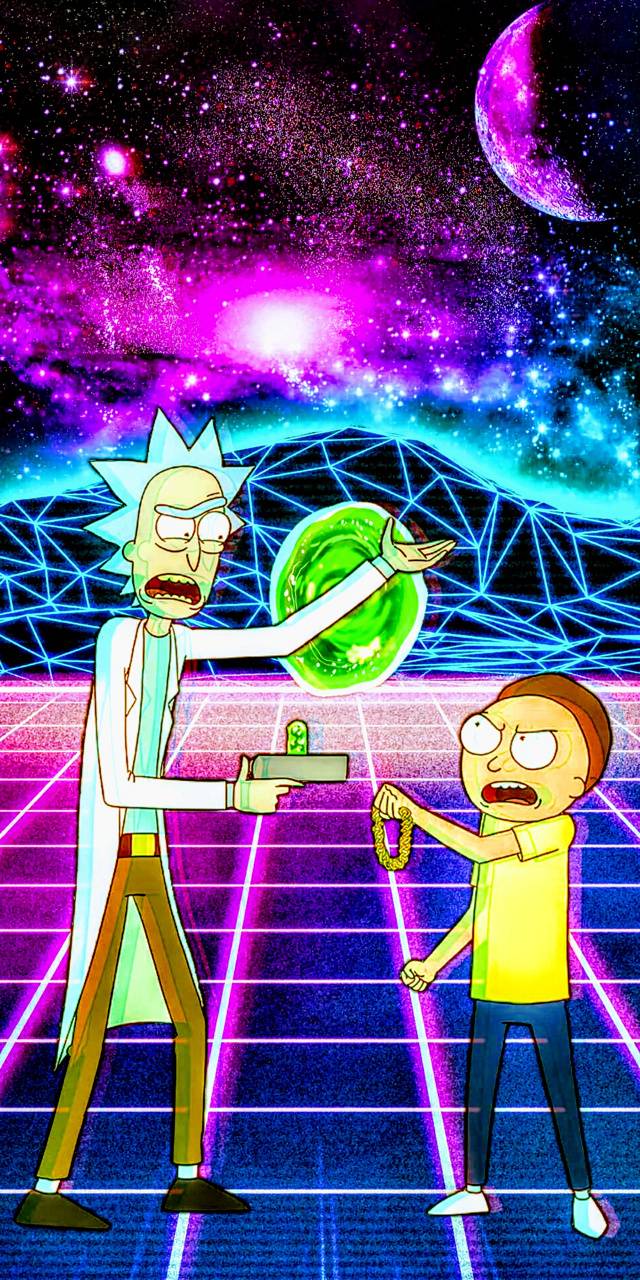 Rick and Morty retrò, serie animata, 640x1280 Full HD Verticale, Smartphone