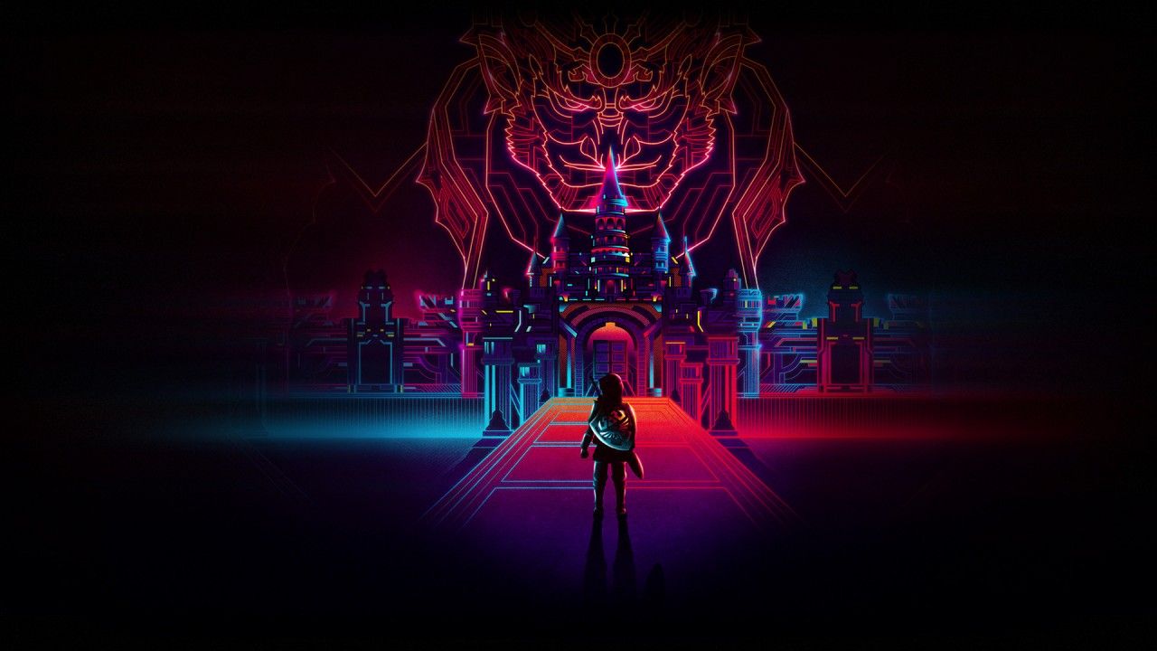 Legend of Zelda neon retro, 1280x720 HD, PC Desktop