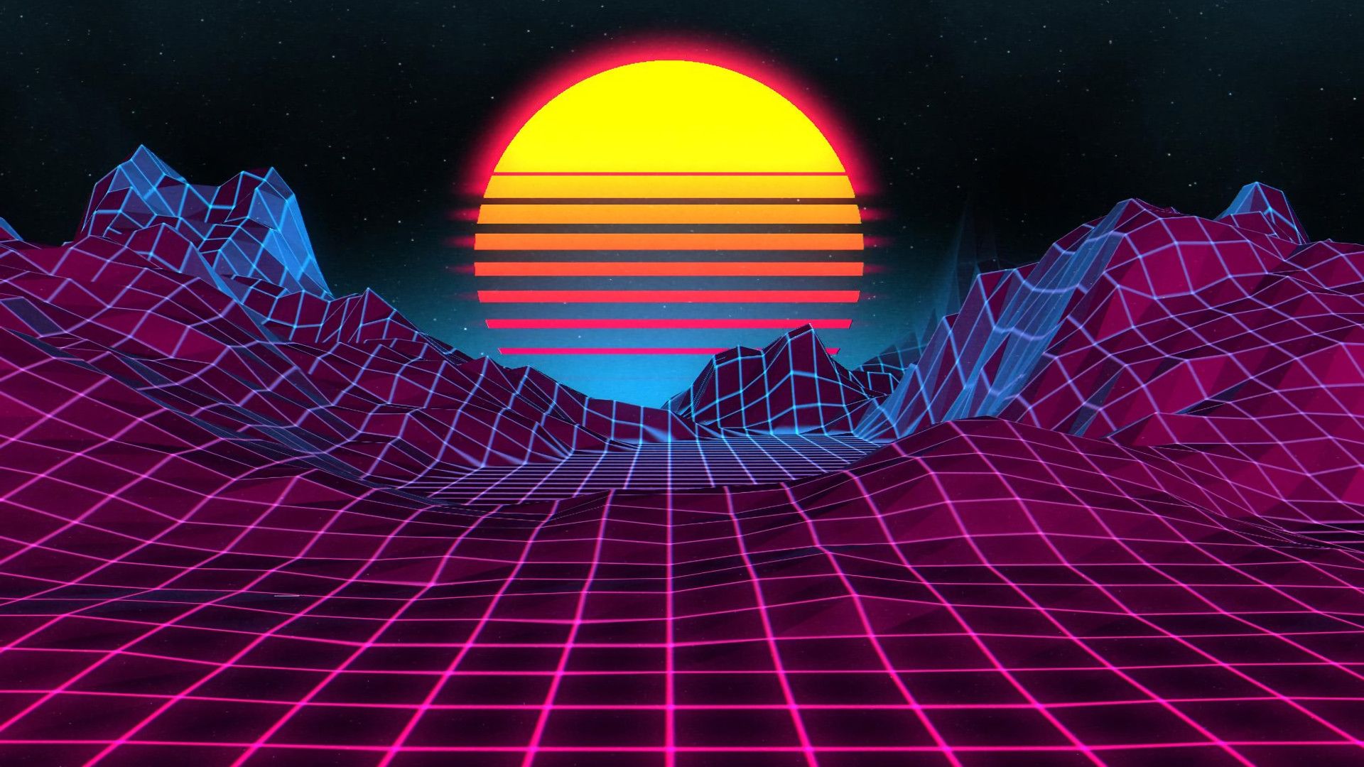 Alba retrowave griglia neon, 1920x1080 Full HD 1080p, PC