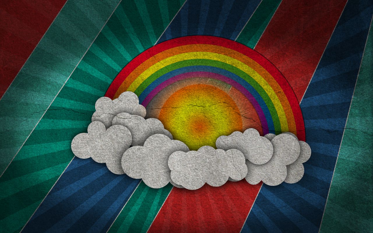 Arcobaleno retro con nuvole, 1280x800 HD, Desktop