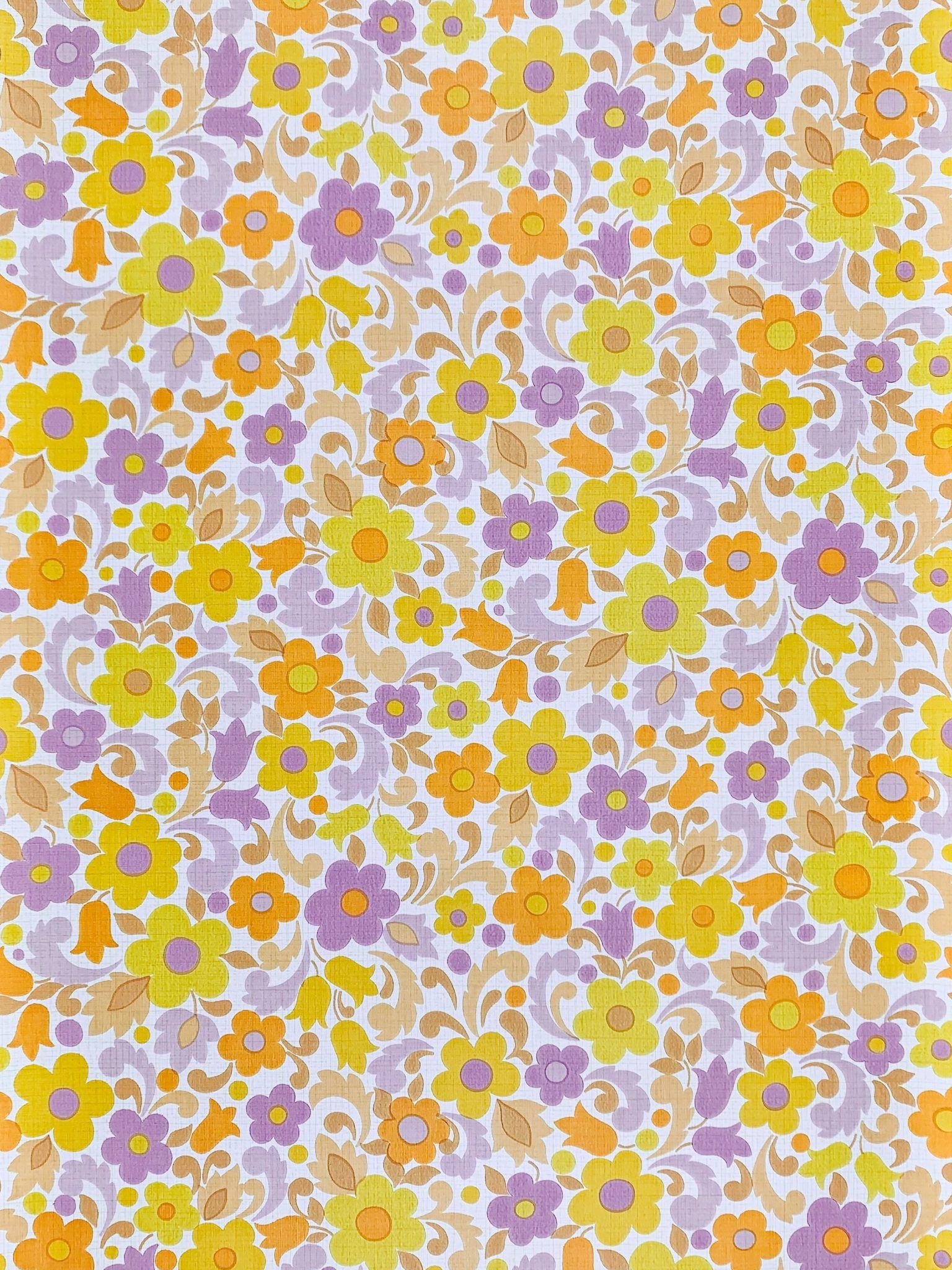 Fiori retro giallo lilla arancio, 1536x2048 Full HD Verticale, iPhone