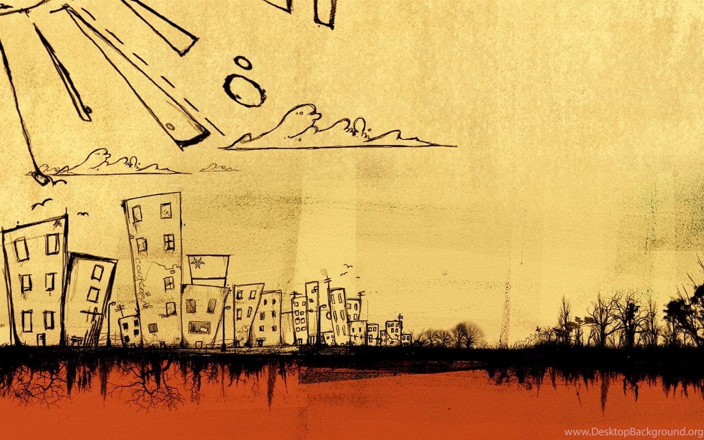 Skyline città disegno retro, 1440x900 720p, PC