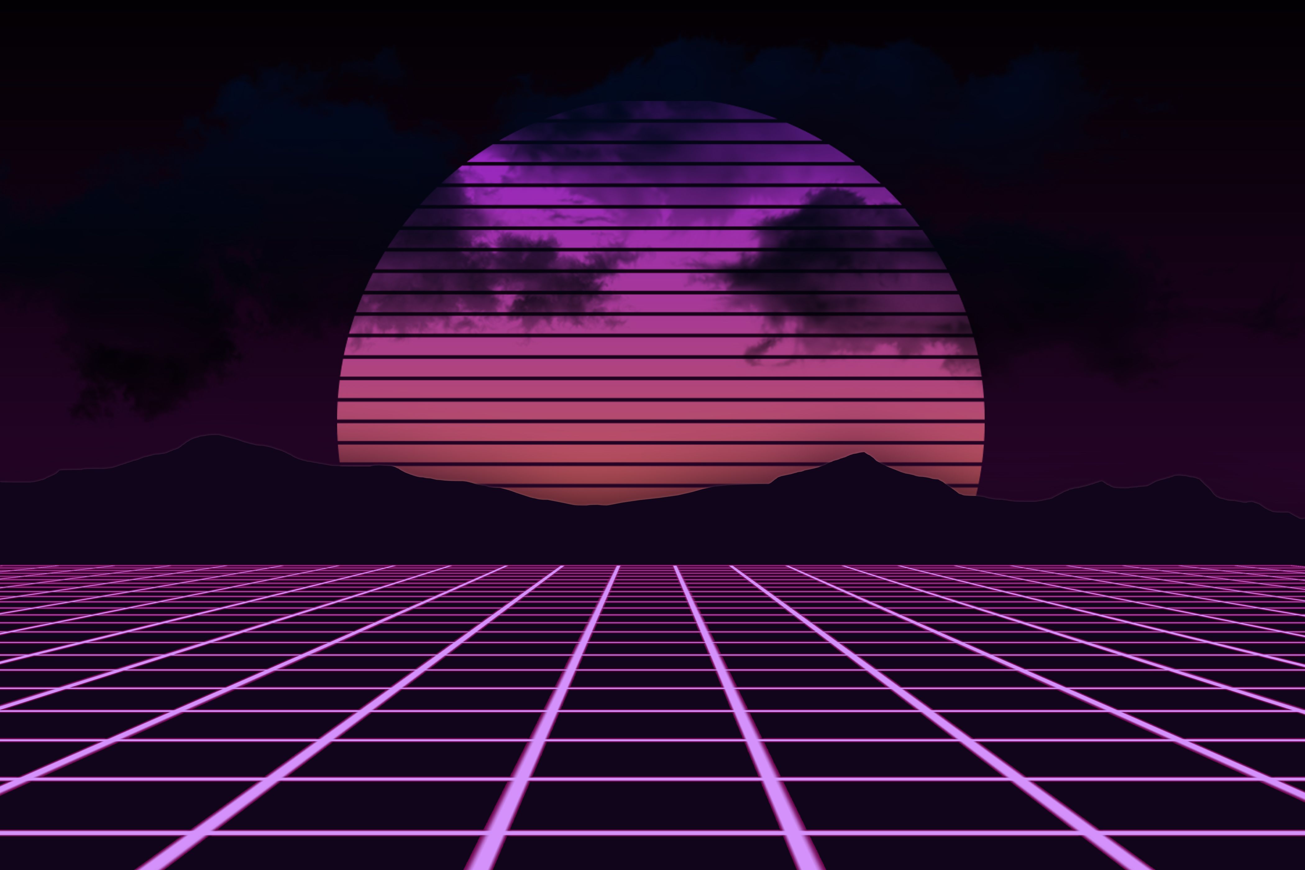 Sole retrowave griglia viola, 4200x2800 4K Ultra HD, Smart TV 4K