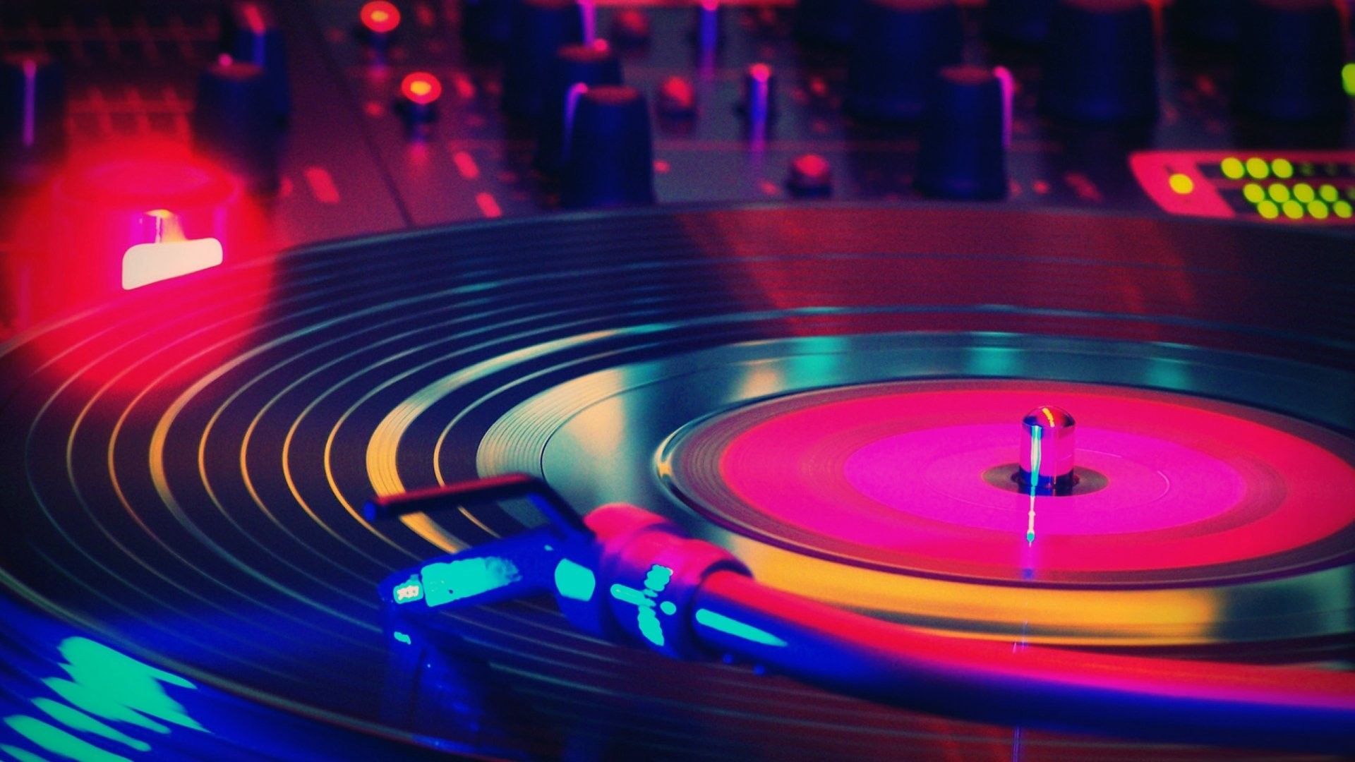 Giradischi vinile luci neon, 1920x1080 1080p, Laptop