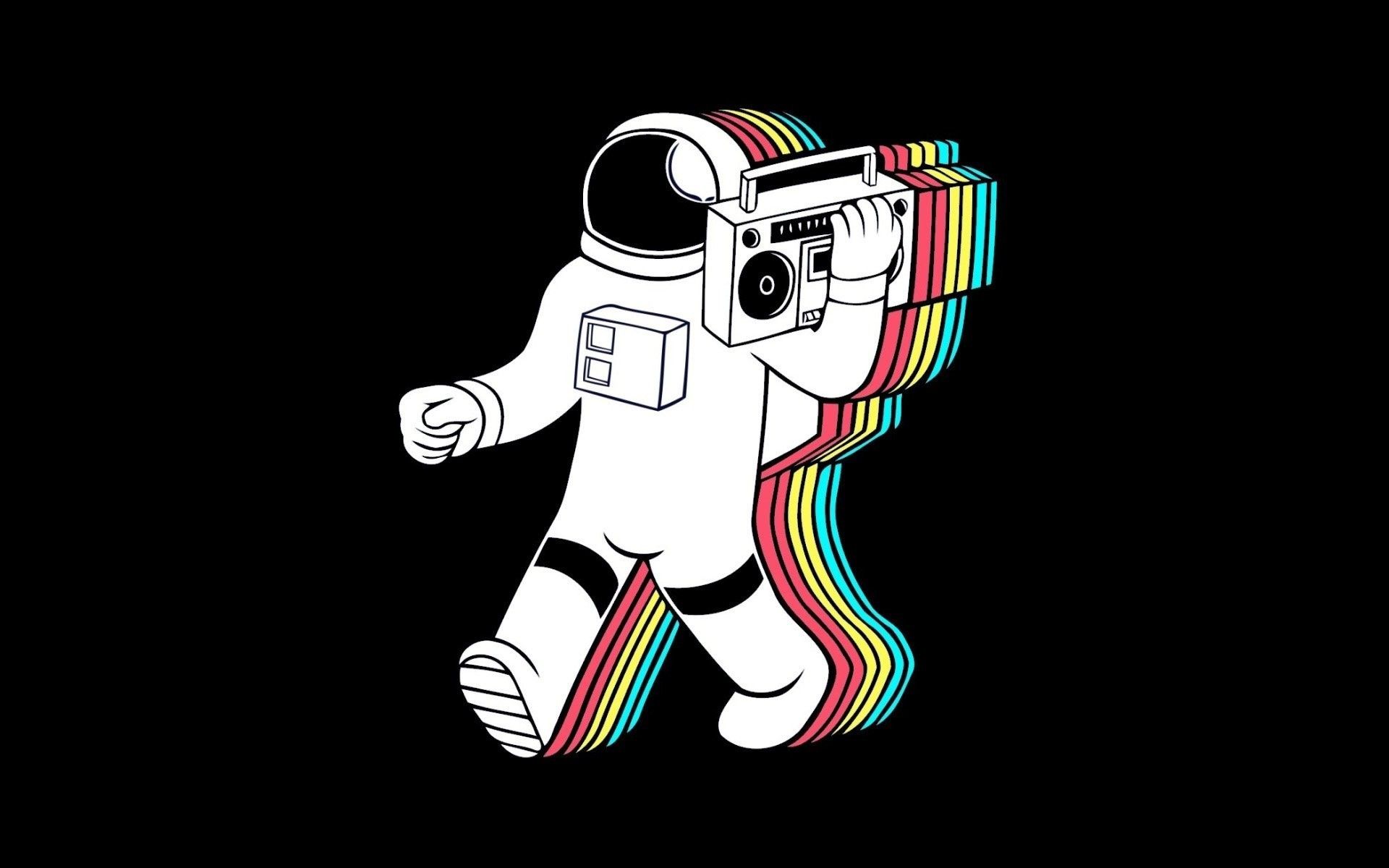 Astronauta con radio retro, 1920x1200 Full HD+, Desktop