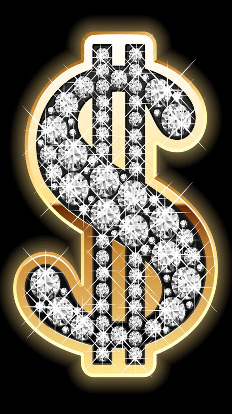 Simbolo dollaro diamanti oro, 750x1334 Verticale, iPhone