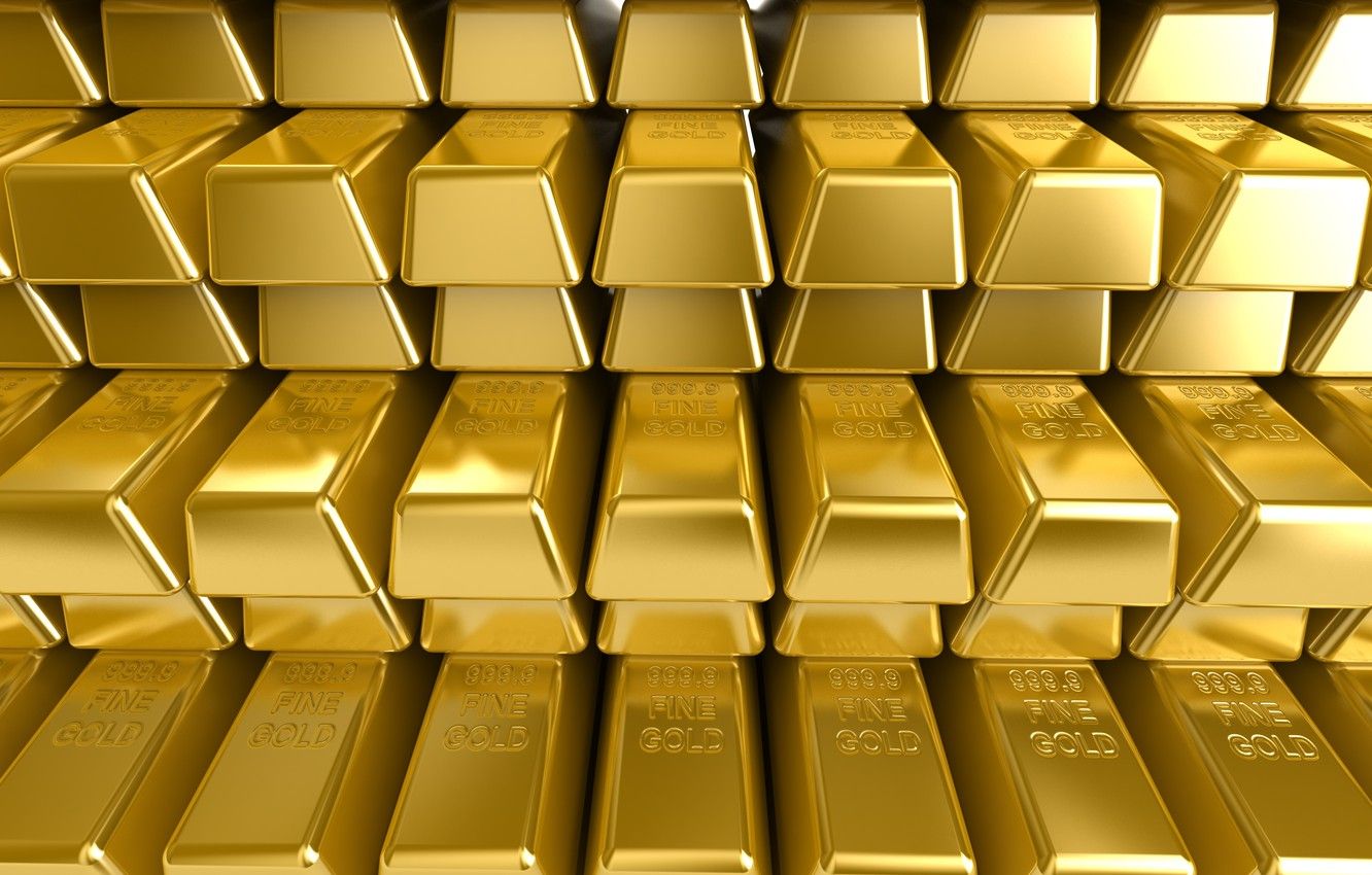 Lingotti d'oro impilati, 1332x850 720p, PC