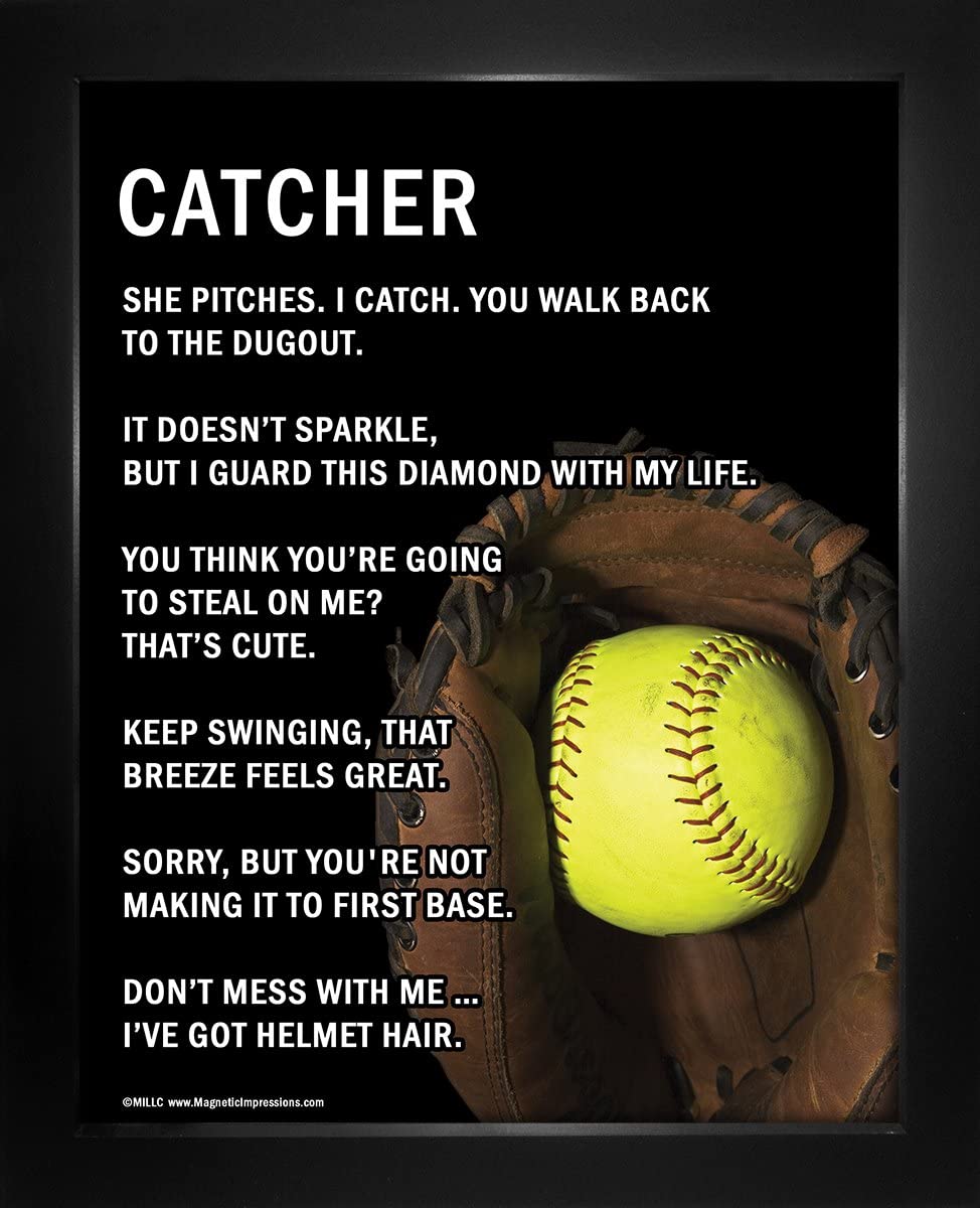 Poster ricevitore softball incorniciato, 974x1200 Full HD Verticale, iPhone