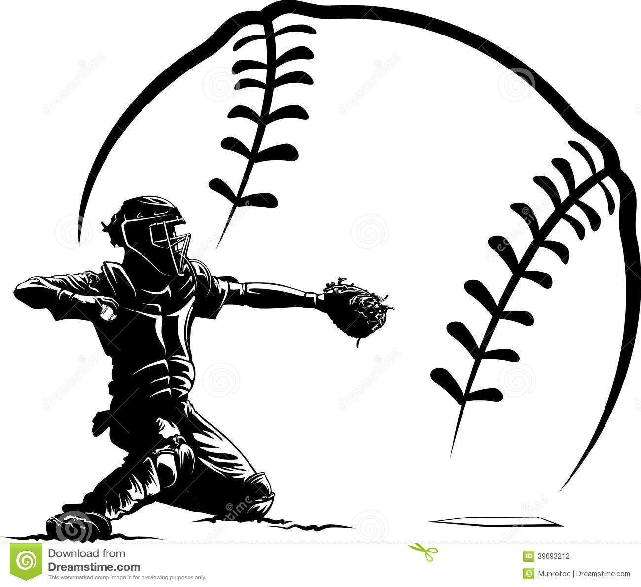 Ricevitore softball bianco e nero, 1300x1191 720p, PC