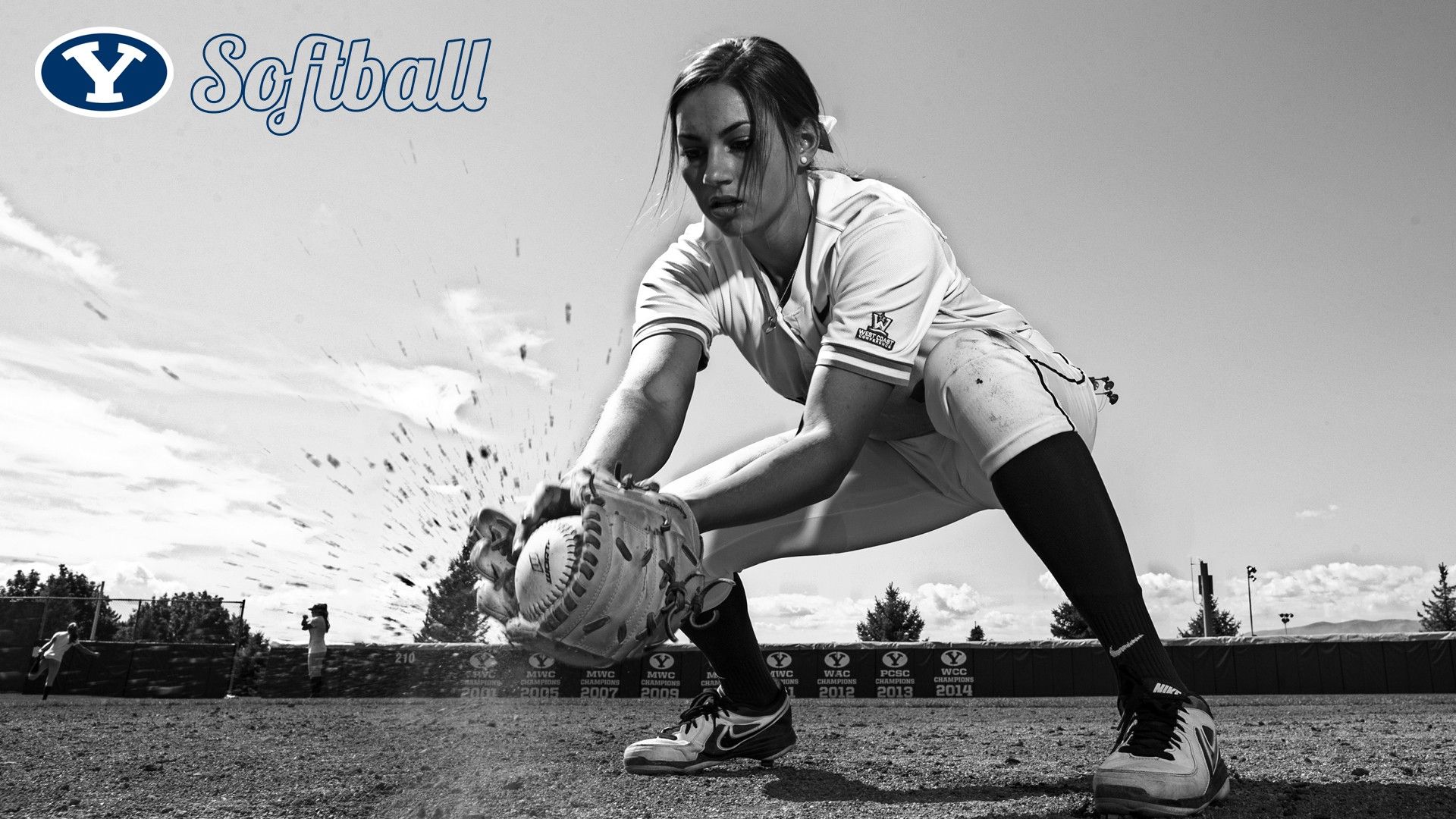 Ricevitore softball BYU bianco e nero, 1920x1080 Full HD, Desktop