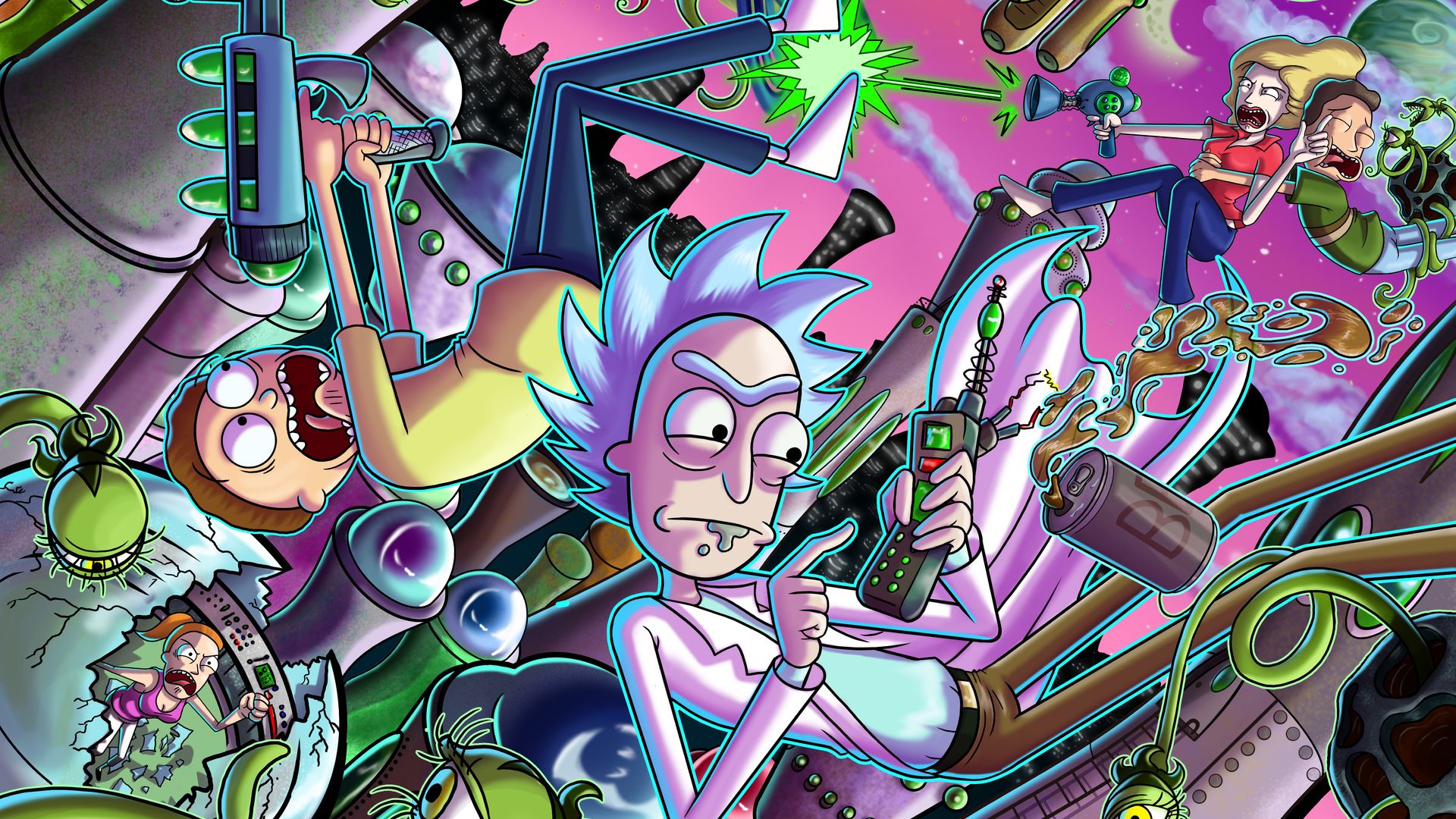 Rick and Morty personaggi caotici, serie animata, 1920x1080 Full HD, Desktop