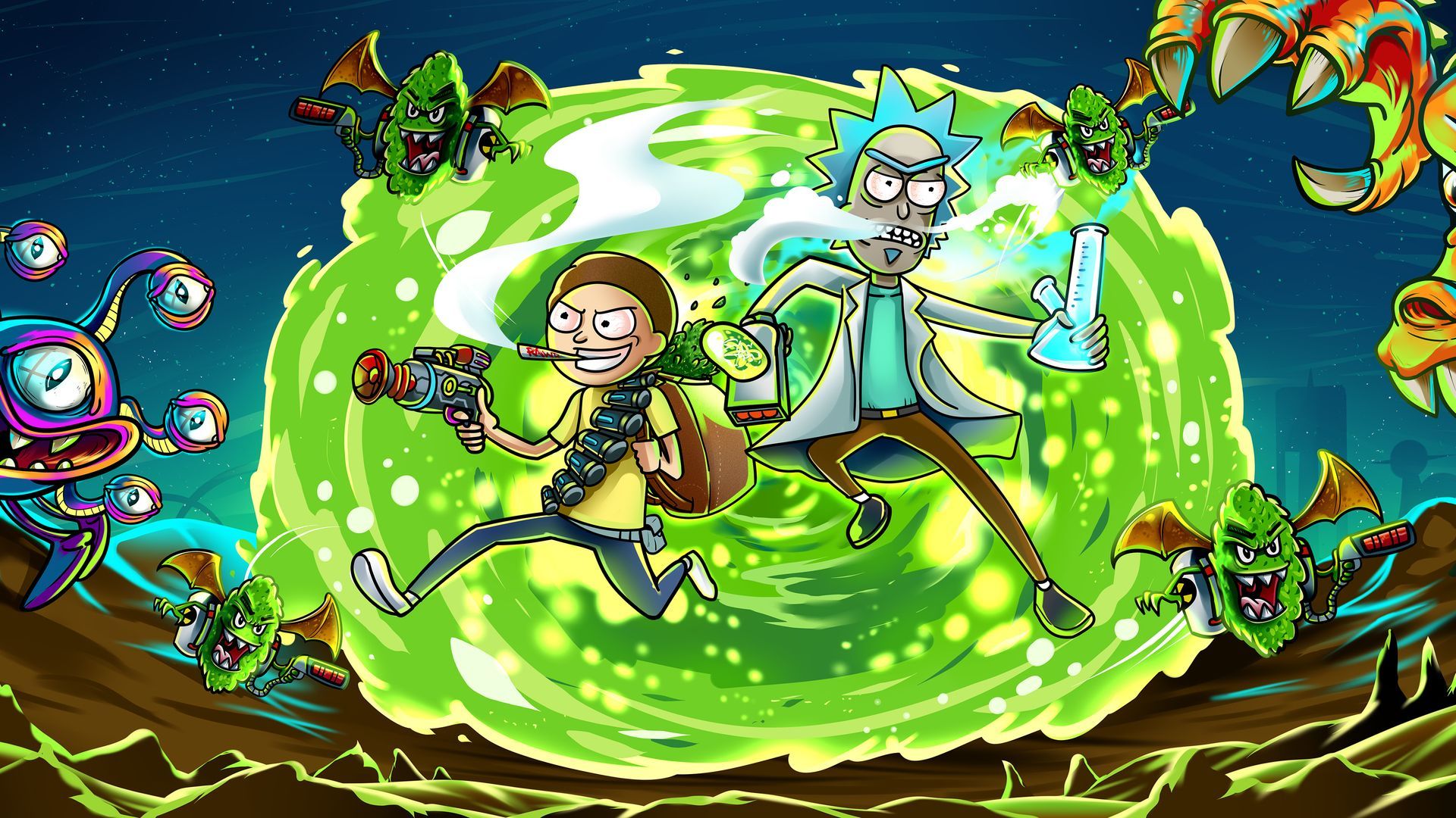 Rick e Morty portale verde, 1920x1080 Full HD 1080p, Desktop