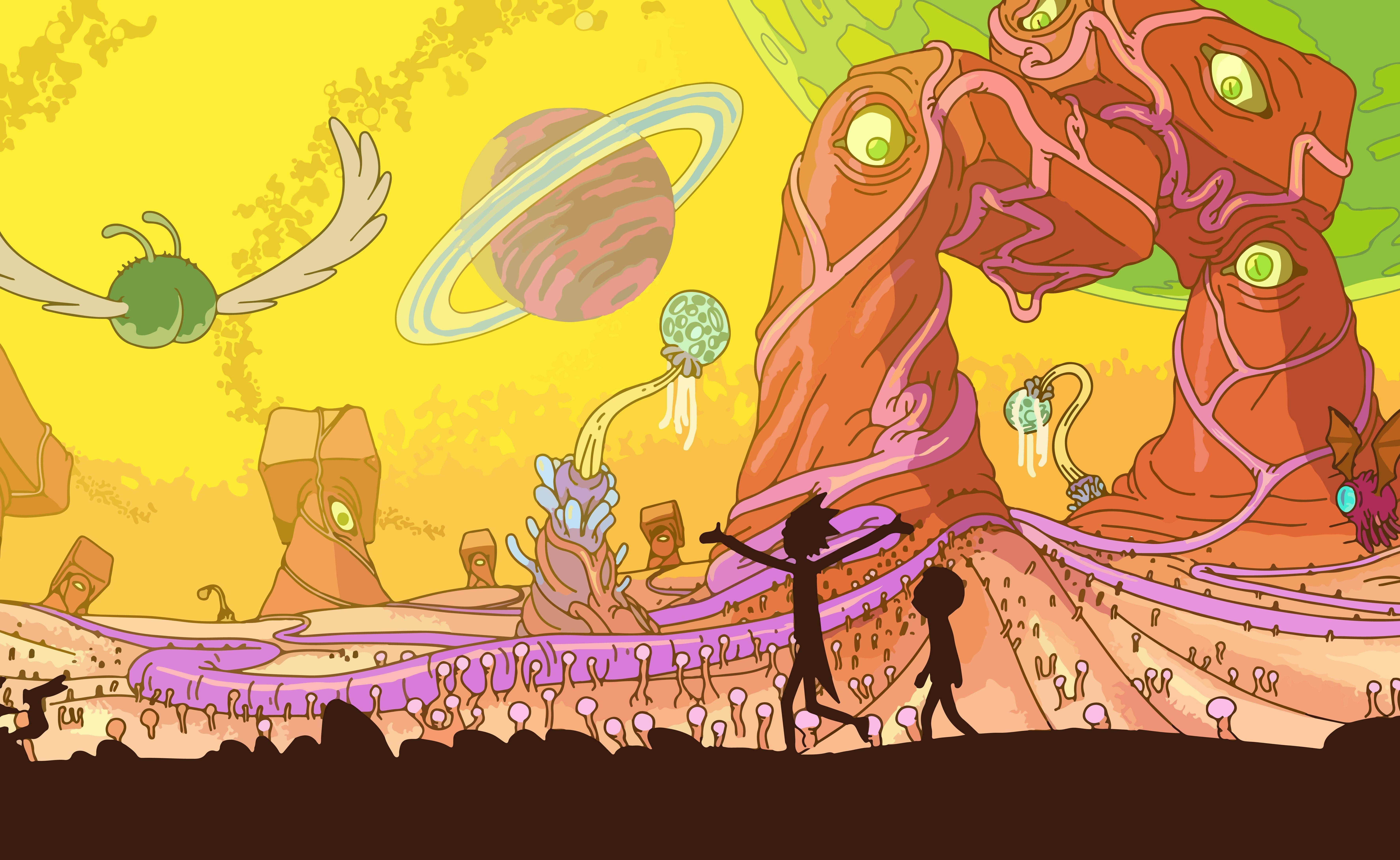 Rick e Morty paesaggio alieno, 7098x4360 UHD, PC 4K