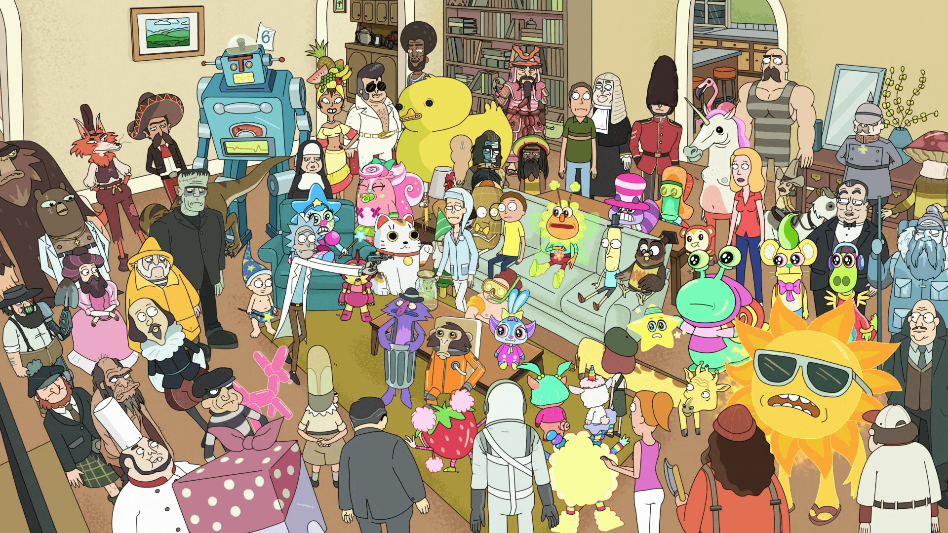 Rick and Morty personaggi affollati, 1920x1080 Full HD 1080p, Laptop
