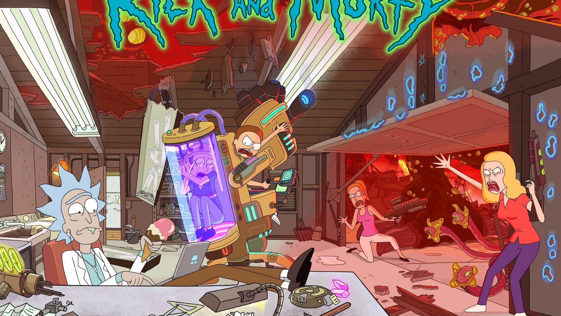 Rick and Morty laboratorio caos, 1920x1080 Full HD, Desktop