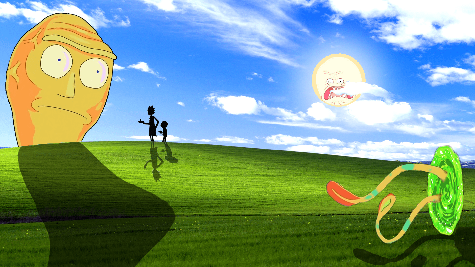 Rick e Morty su collina verde, 1920x1080 Full HD, PC