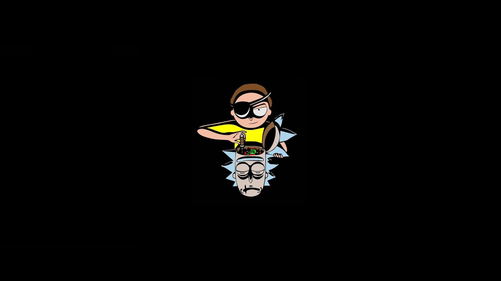 Morty riflesso Rick sfondo nero, 1920x1080 Full HD 1080p, PC