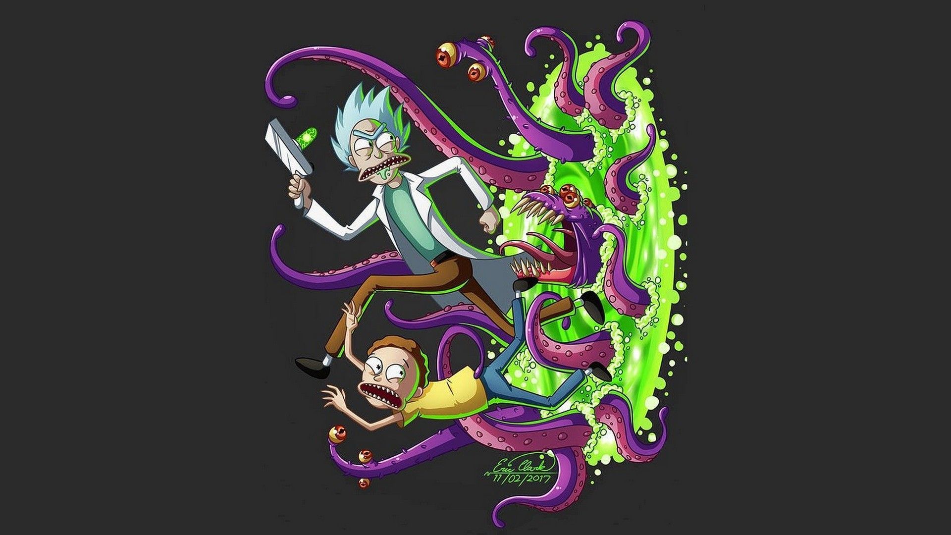 Rick e Morty tentacoli verdi, 1920x1080 Full HD, PC Desktop