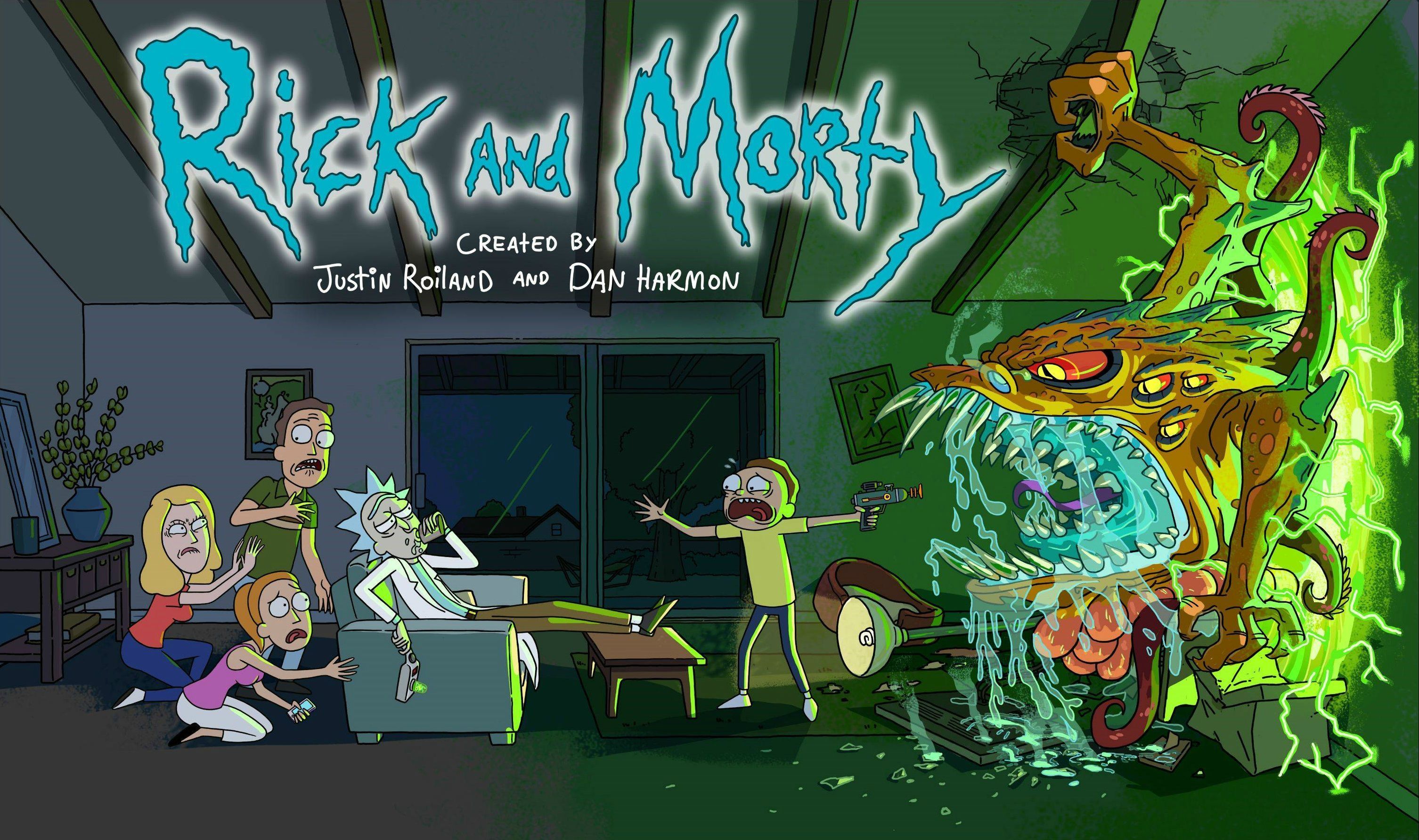 Rick and Morty famiglia mostro verde, 3012x1784 2K+, Laptop