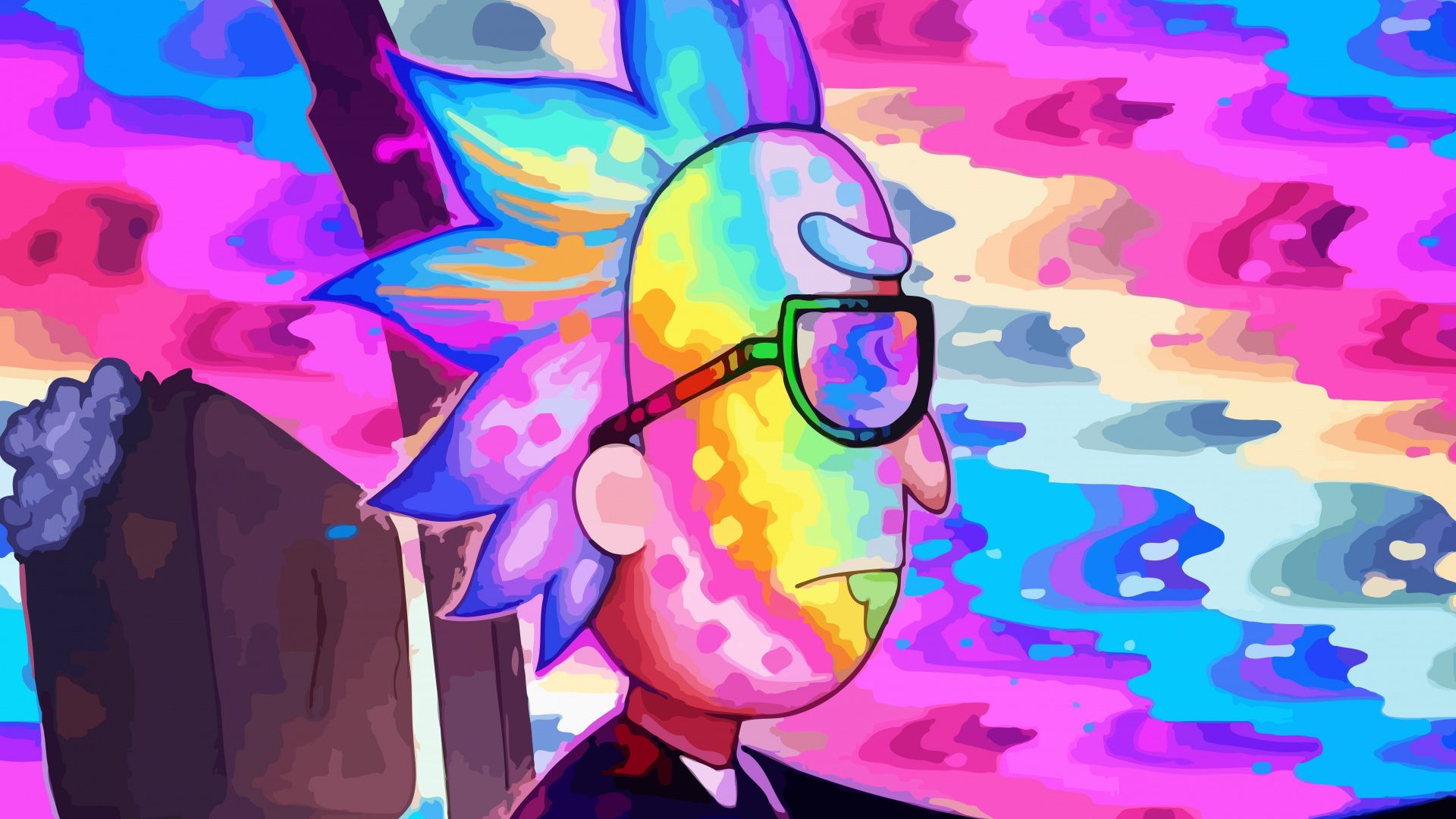 Rick Sanchez psichedelico colorato, 1920x1080 1080p, Laptop