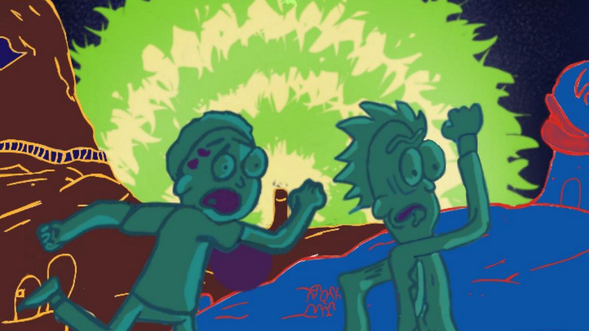 Rick e Morty esplosione verde, 1920x1080 Full HD 1080p, Desktop
