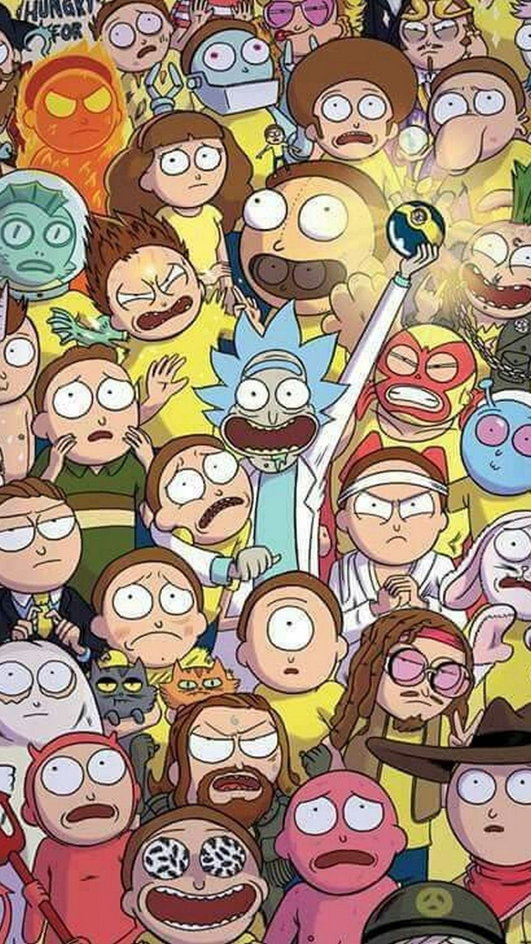 Rick e Morty personaggi collage, 1080x1920 Verticale, Telefono