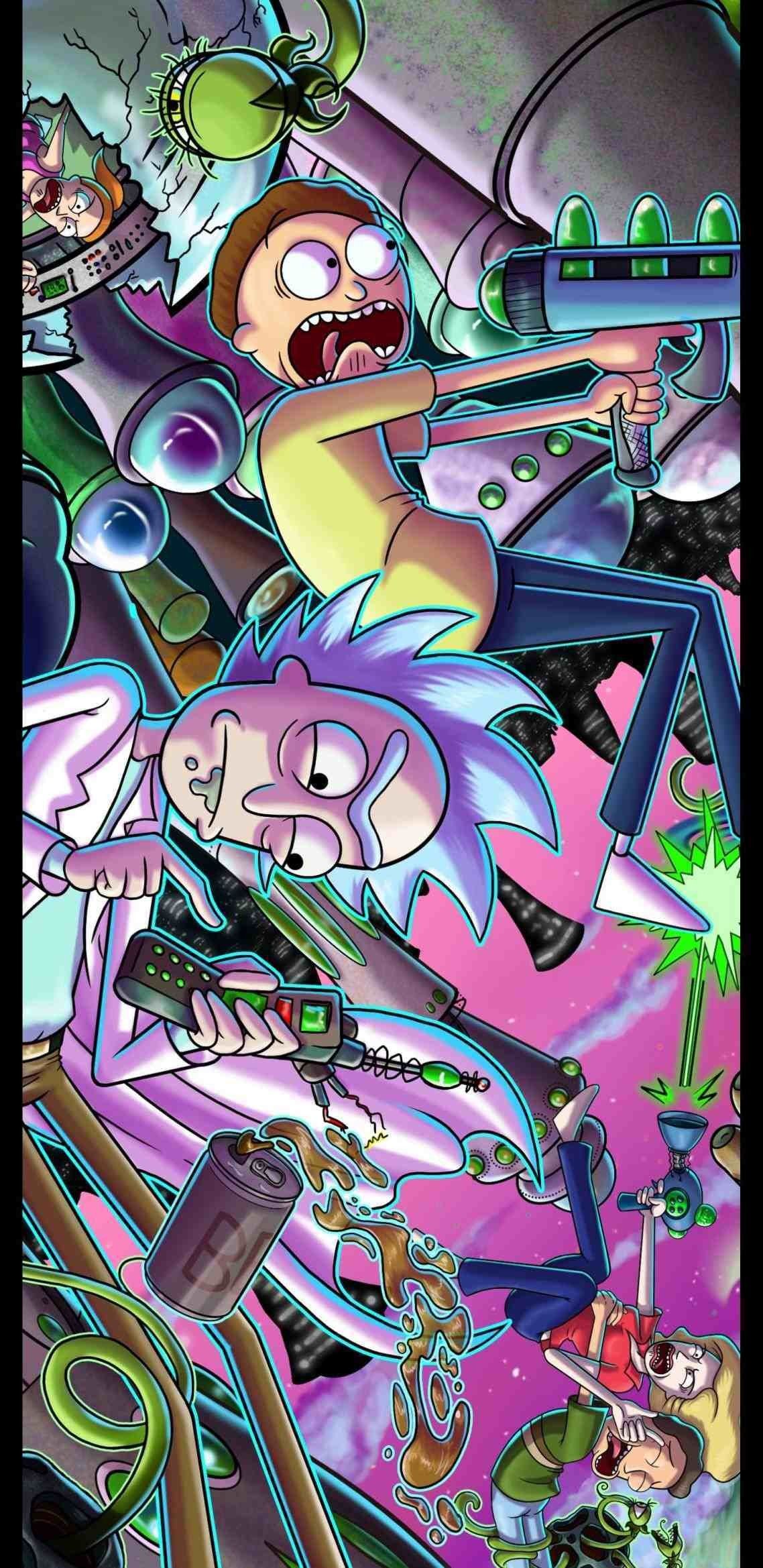 Rick e Morty psichedelico, 1138x2338 Full HD Verticale, Smartphone