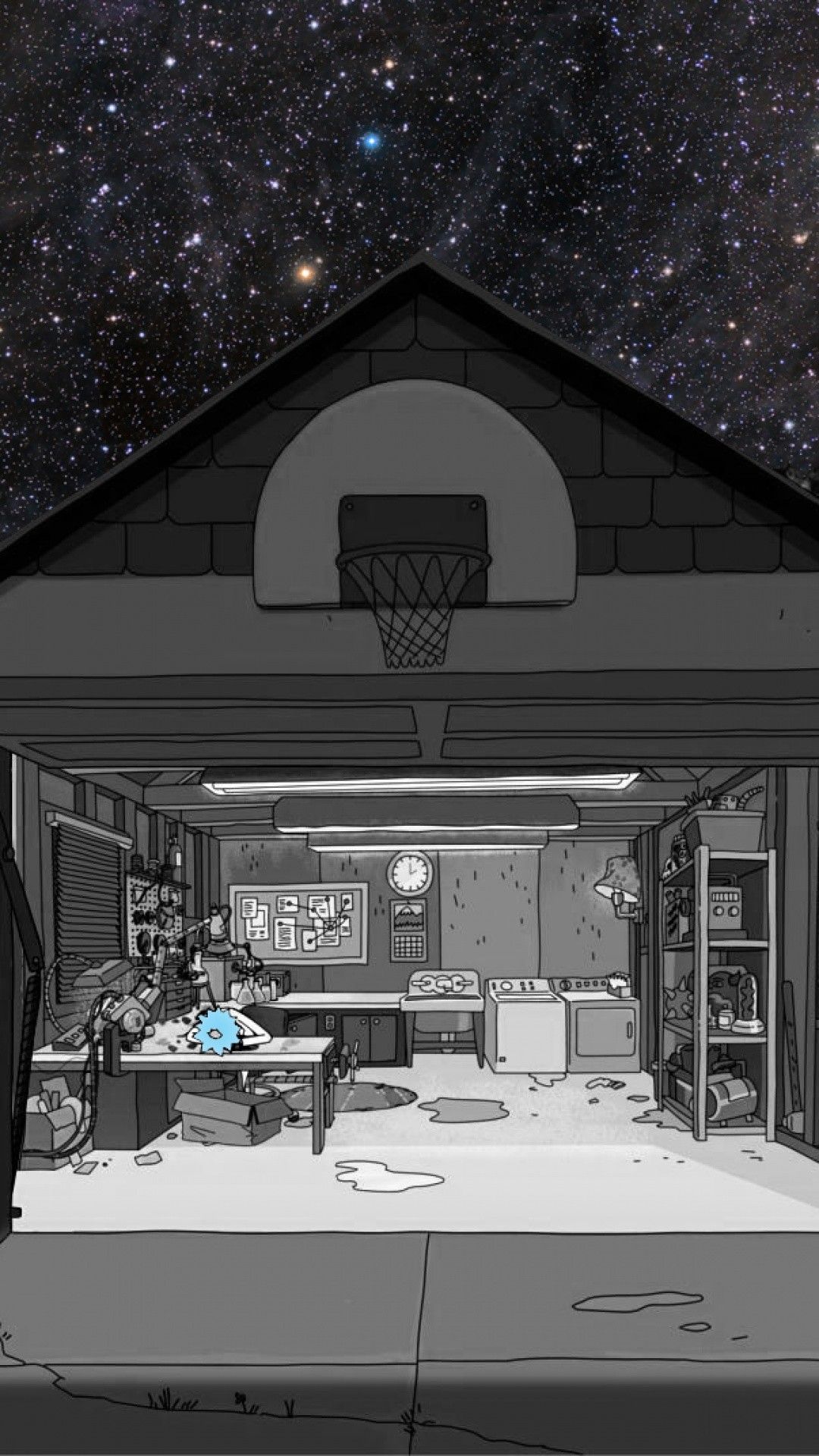 Rick e Morty garage notte, 1080x1920 Full HD Verticale, Smartphone