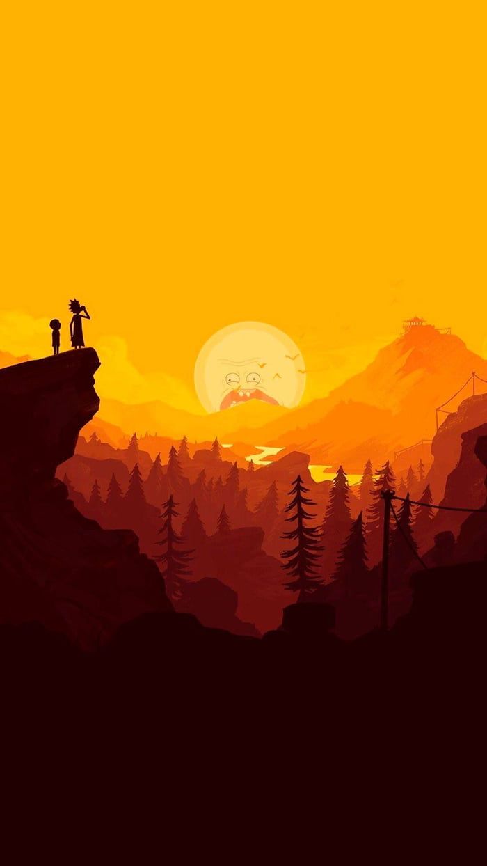 Rick e Morty tramonto scogliera, 700x1244 Full HD Verticale, Samsung Galaxy
