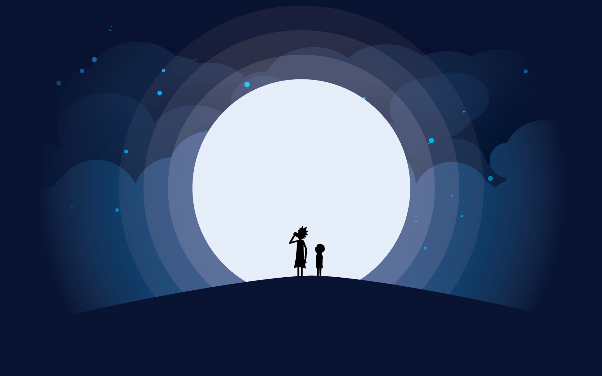 Rick e Morty silhouette luna, 1920x1200 WUXGA, Desktop