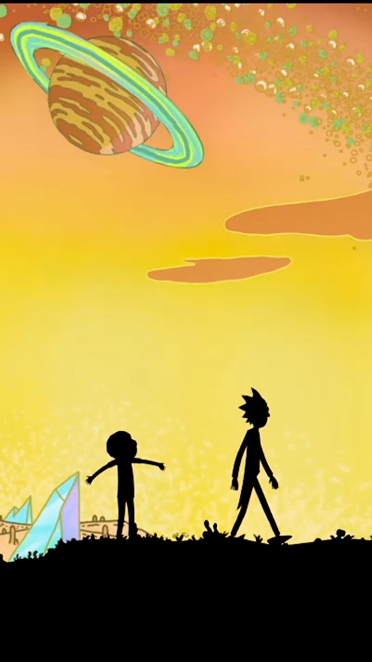 Rick e Morty silhouette pianeta, 750x1334 Verticale, iPhone