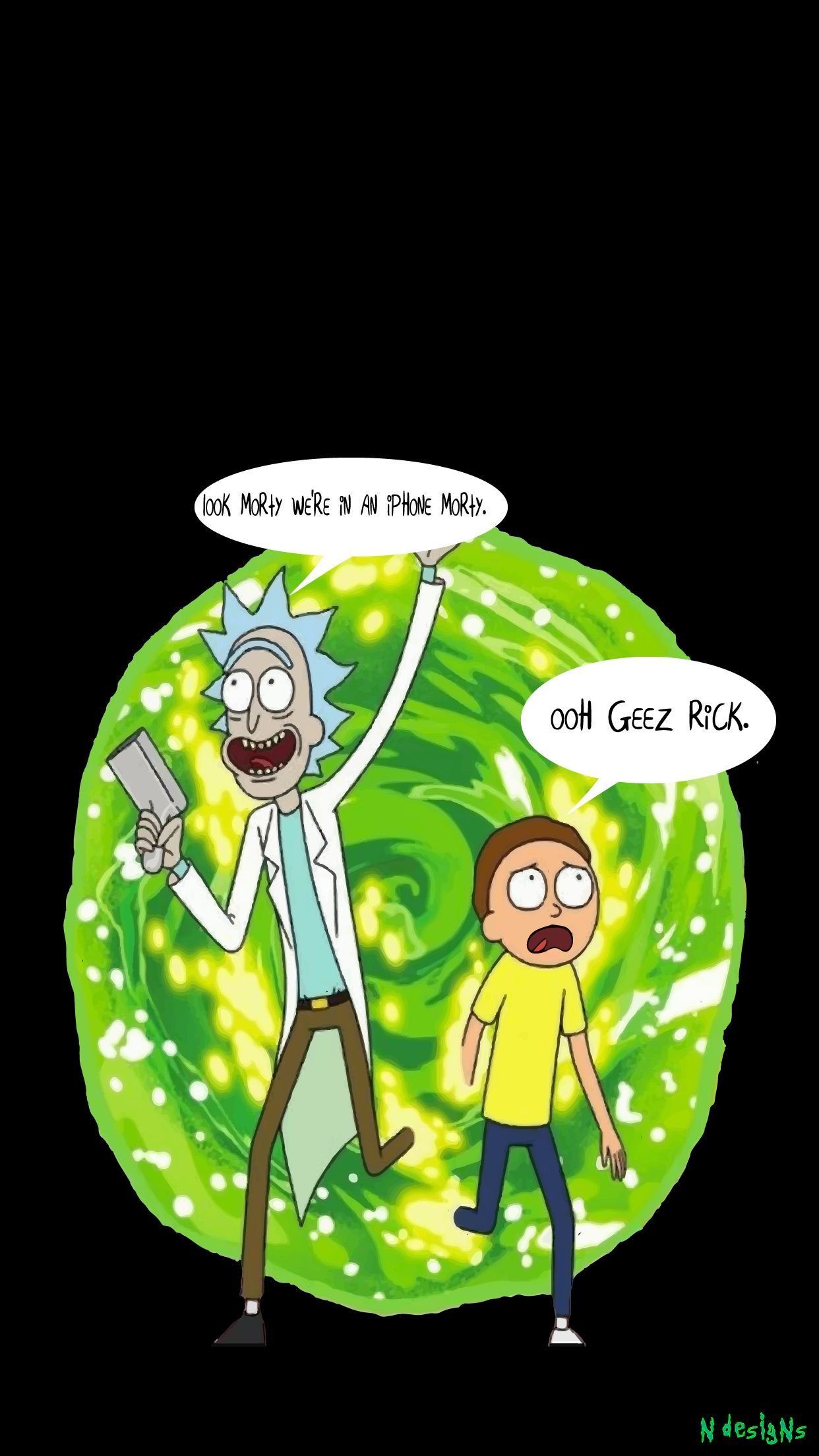 Rick e Morty portale verde, 1242x2208 Full HD Verticale, Google Pixel