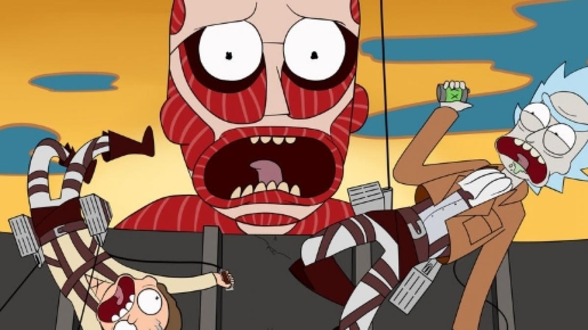 Rick and Morty Attack on Titan, anime, 1200x675 HD, Desktop