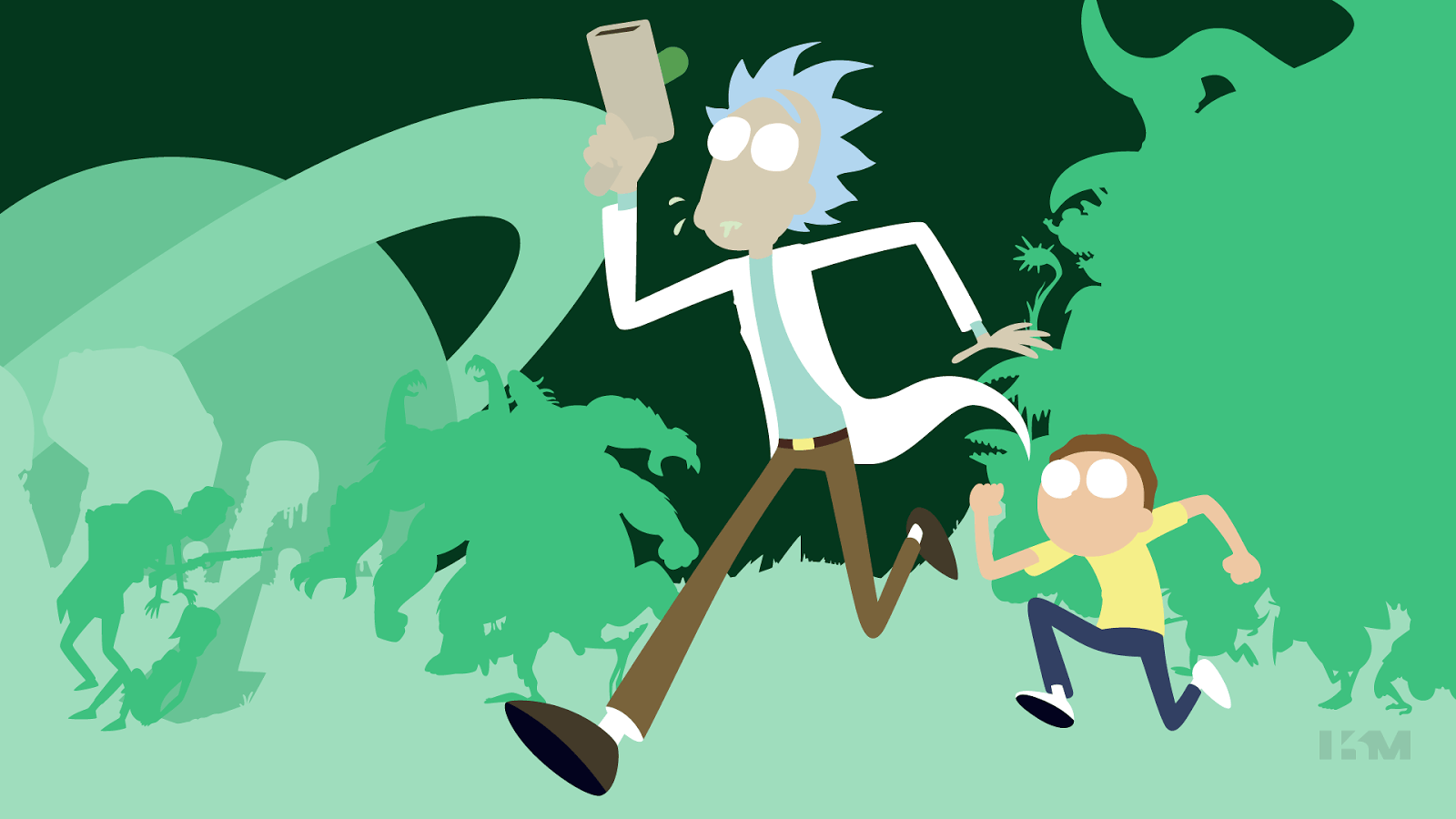 Rick e Morty in corsa, verde, 1600x900 HD Ready, PC