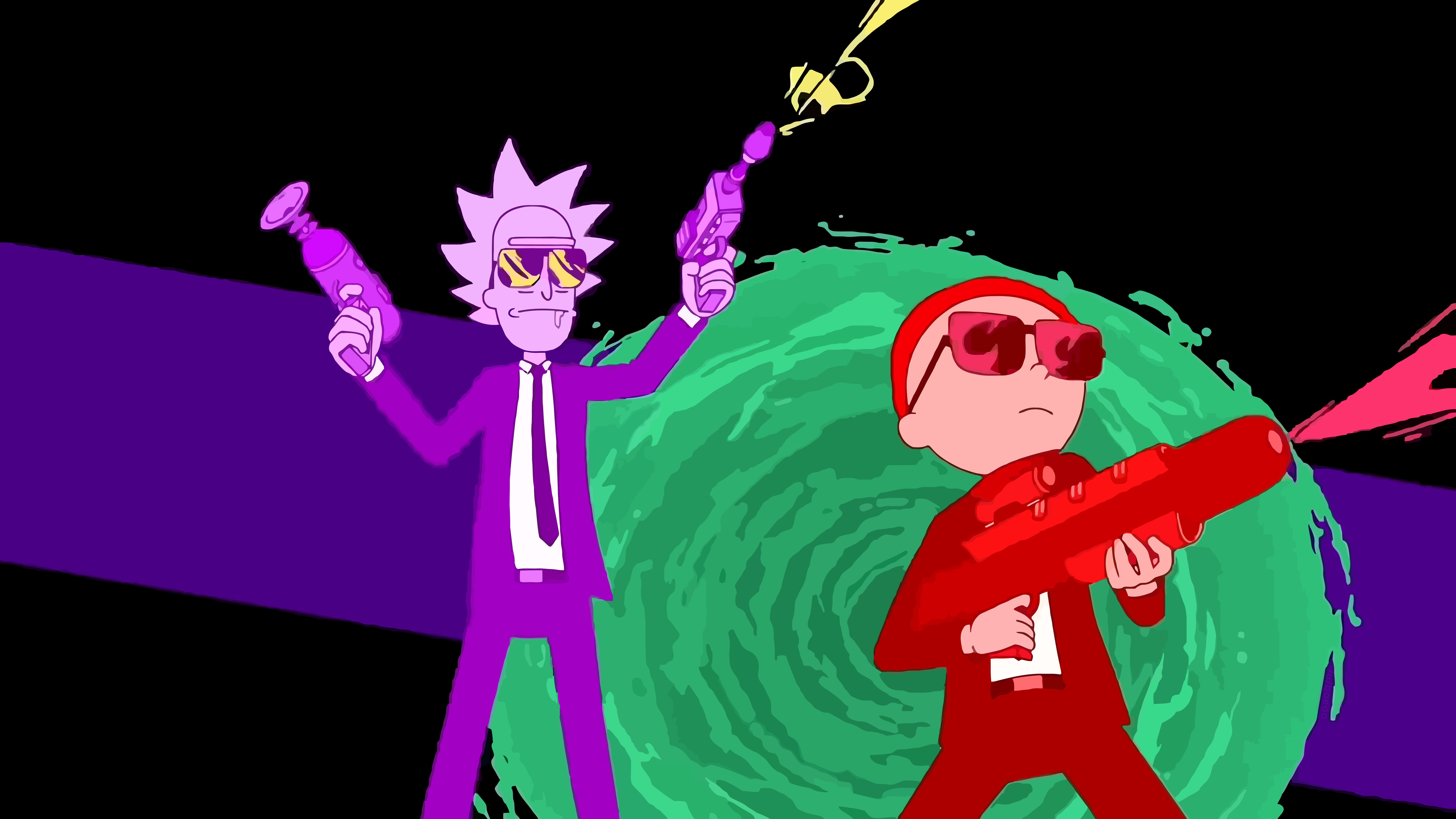 Rick e Morty con pistole, 7680x4320 4K, Smart TV 4K