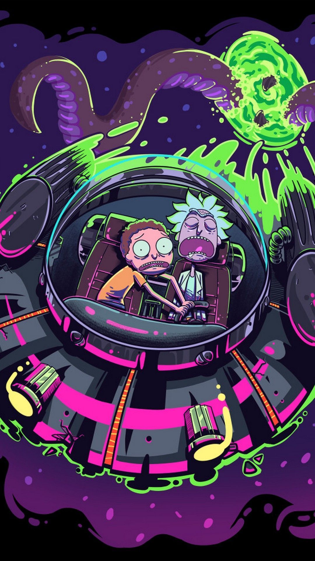 Rick e Morty nell'astronave, 1080x1920 Verticale, Telefono