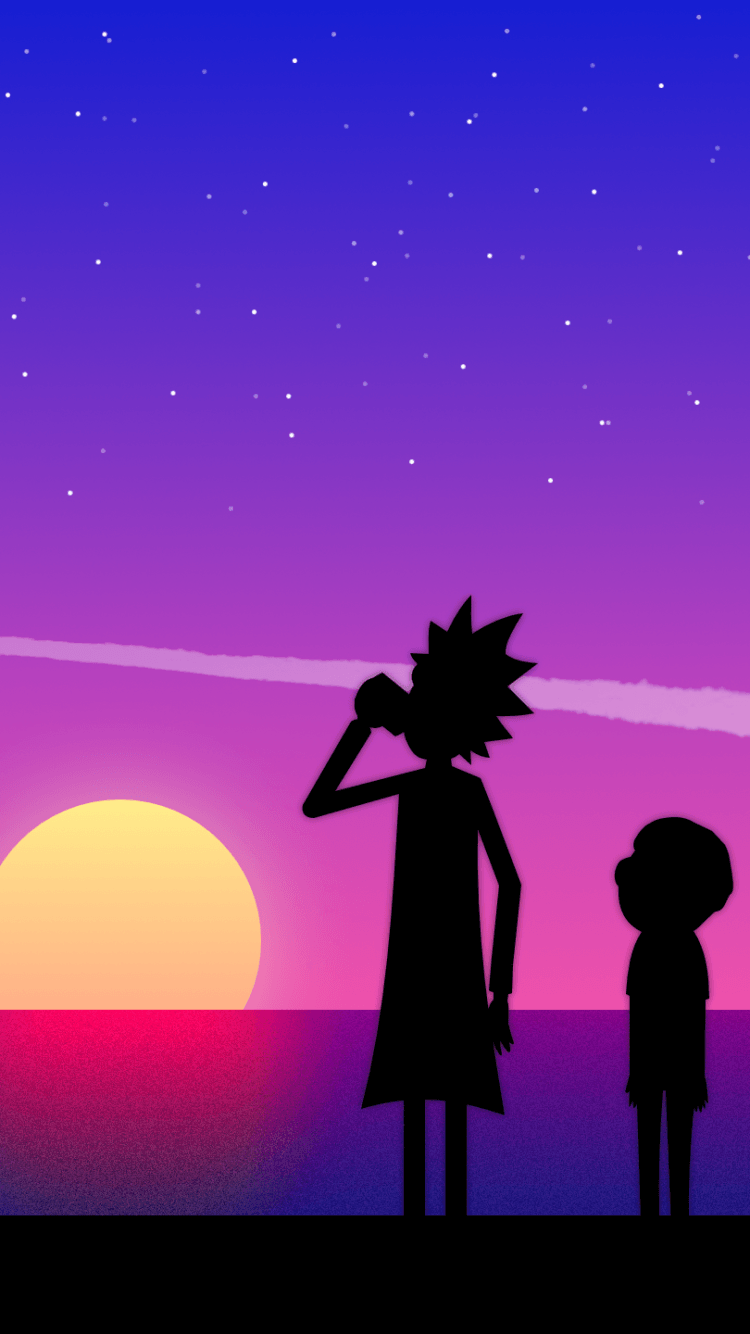 Rick e Morty tramonto silhouette, 750x1334 Full HD Verticale, Smartphone