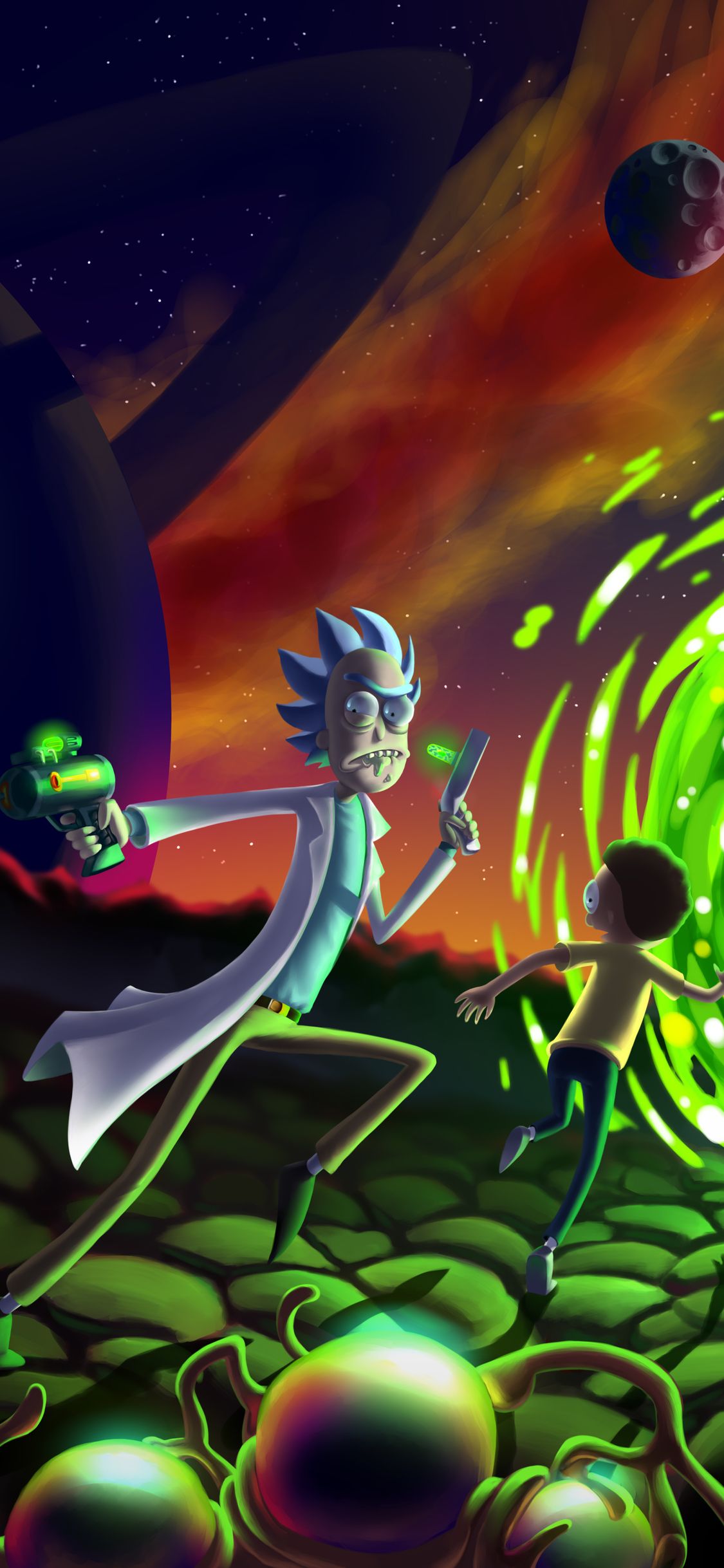Rick e Morty portale verde, 1125x2436 Full HD Verticale, iPhone