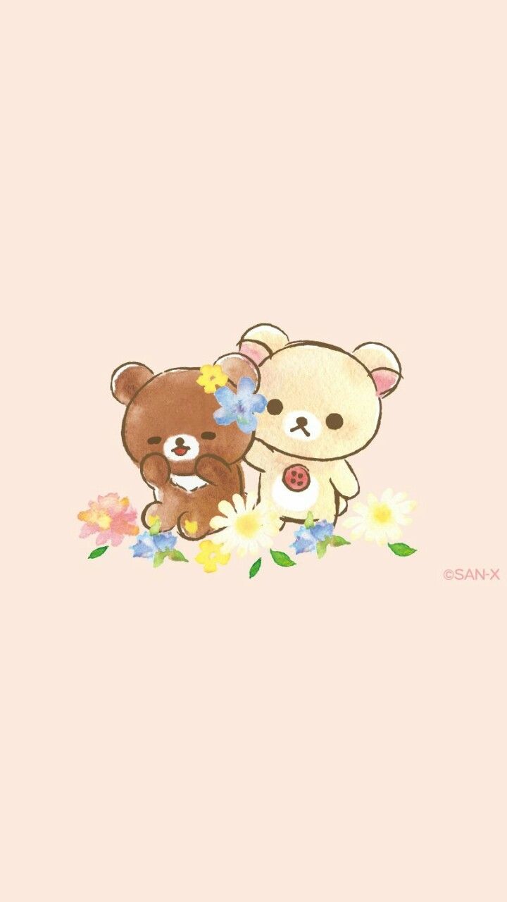 Rilakkuma e Korilakkuma con fiori, San-X, 720x1280 Full HD Verticale, Smartphone