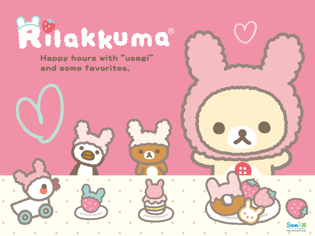 Rilakkuma coniglio dolci rosa, orso kawaii, 1024x768 HD, Desktop