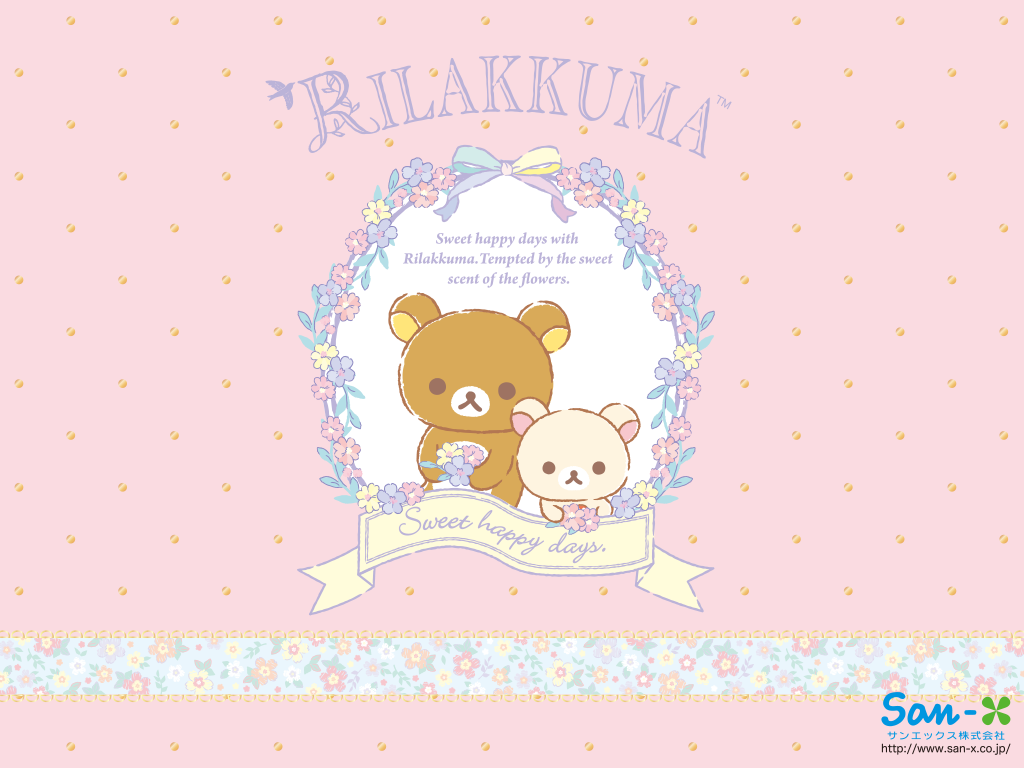 Rilakkuma orso con dolci rosa, San-X, 1024x768 HD, Laptop