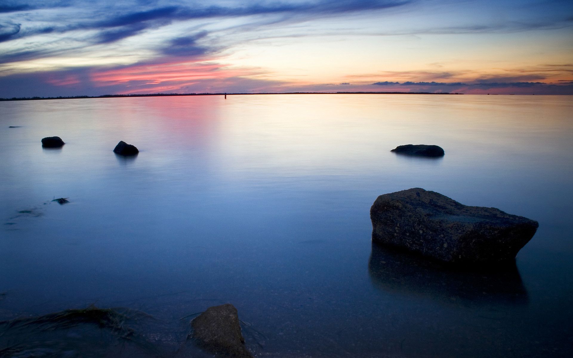 Tramonto sul mare calmo, 1600x900 900p, PC