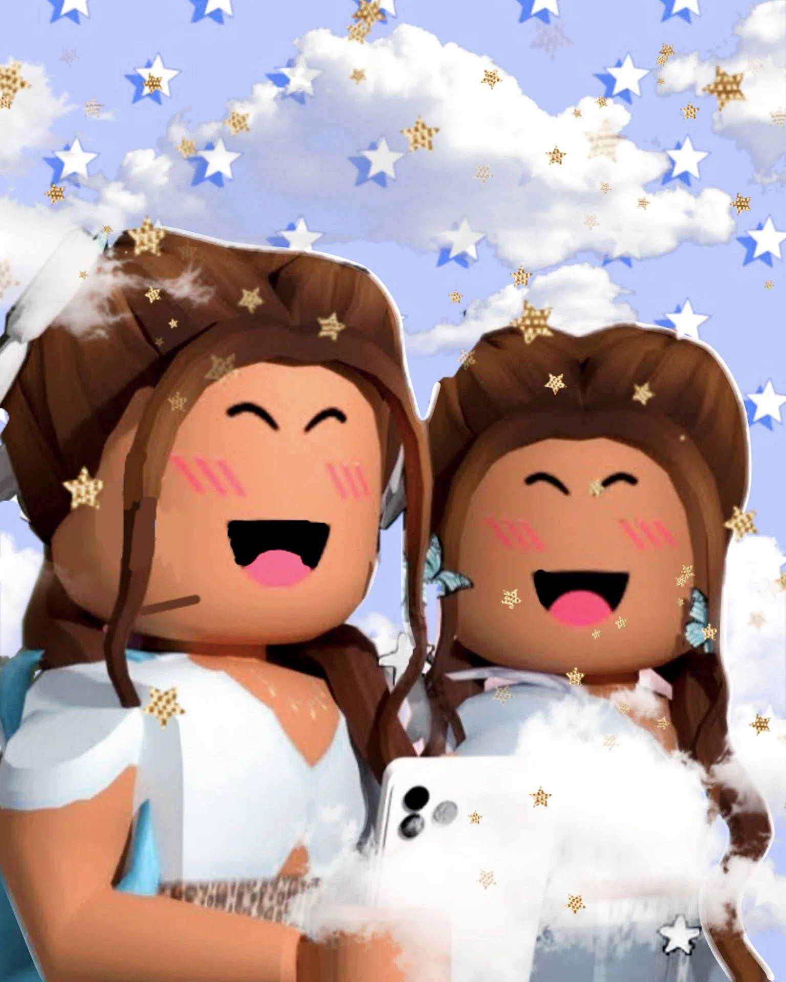 Duo personaggi Roblox femminili, 1536x1920 Verticale, Telefono