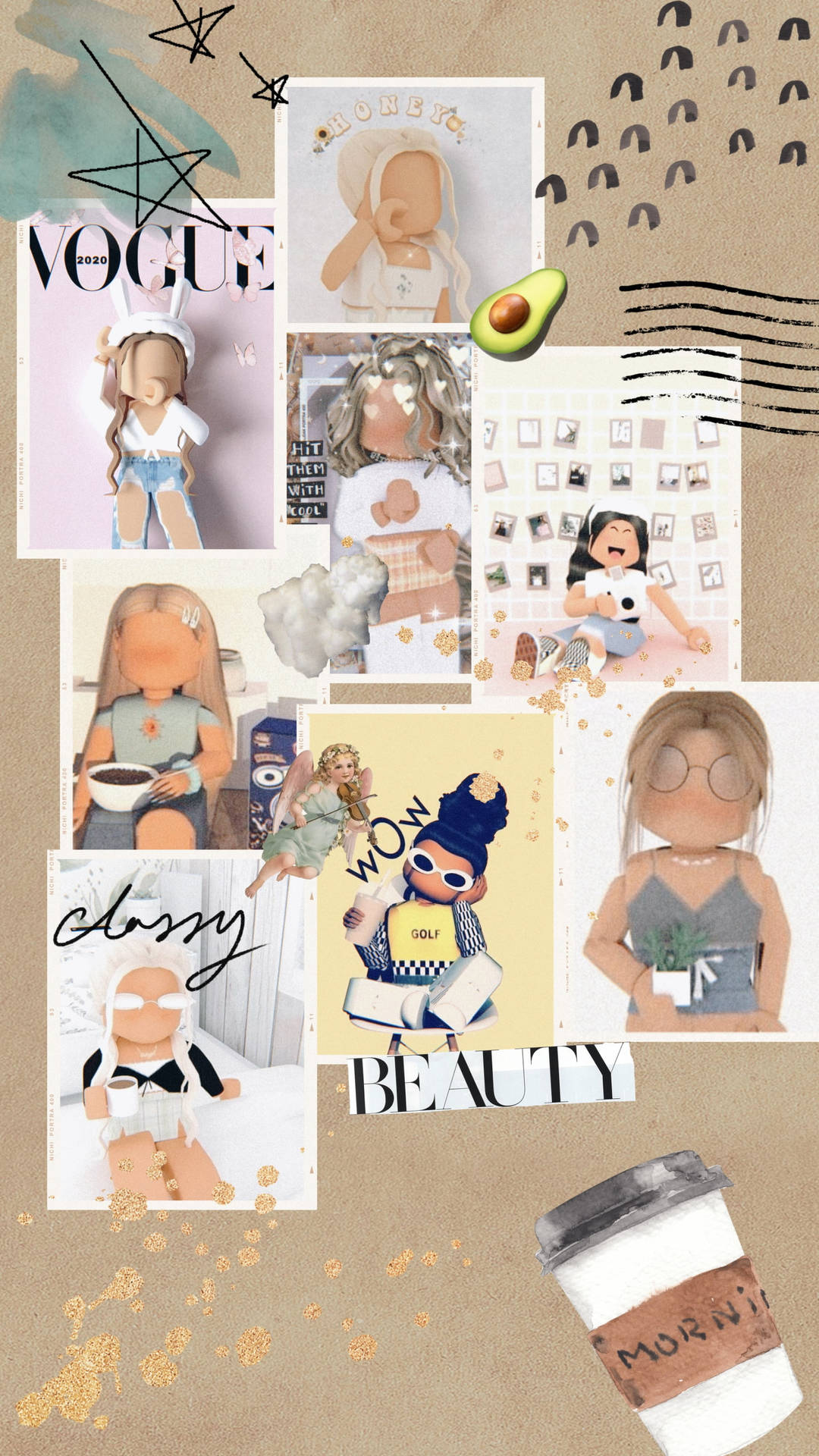 Personaggi Roblox femminili collage, 1080x1920 Full HD Verticale, Samsung Galaxy