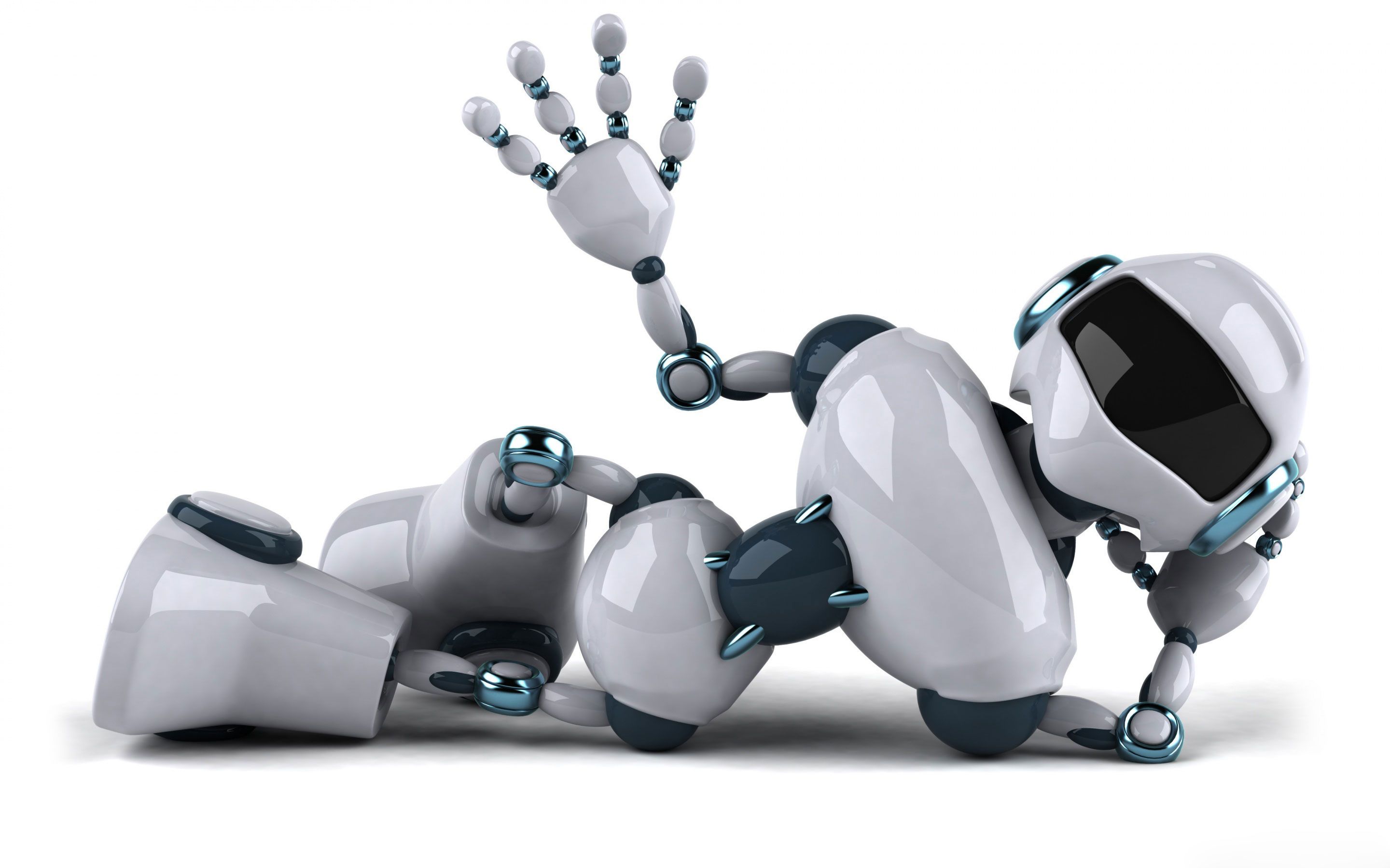 Robot bianco carino sdraiato, 2880x1800 2K, MacBook Pro