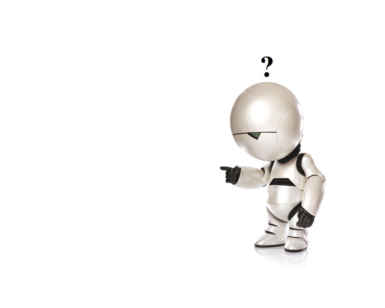 Robot bianco con punto interrogativo, 1280x1024 720p, PC