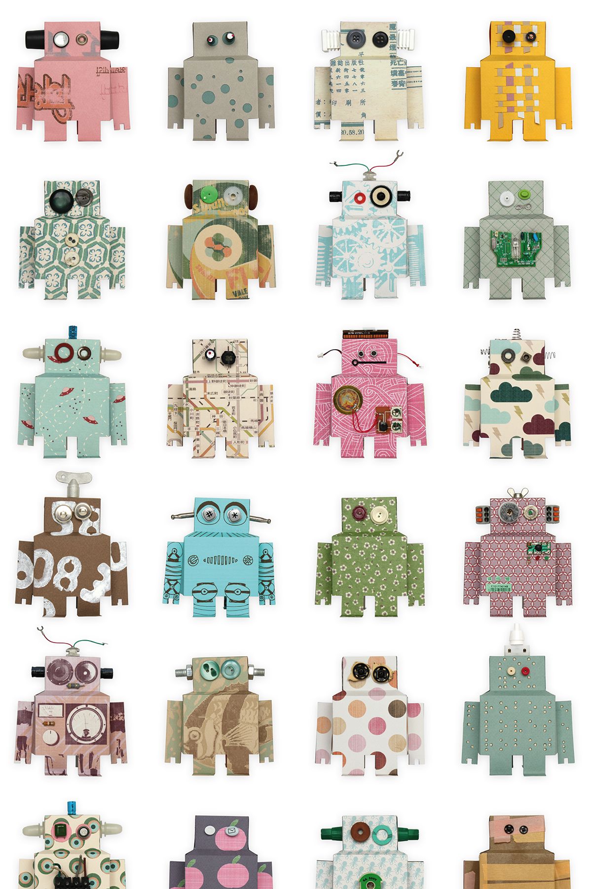 Robot carini pattern colorato, 1200x1800 Full HD Verticale, Smartphone
