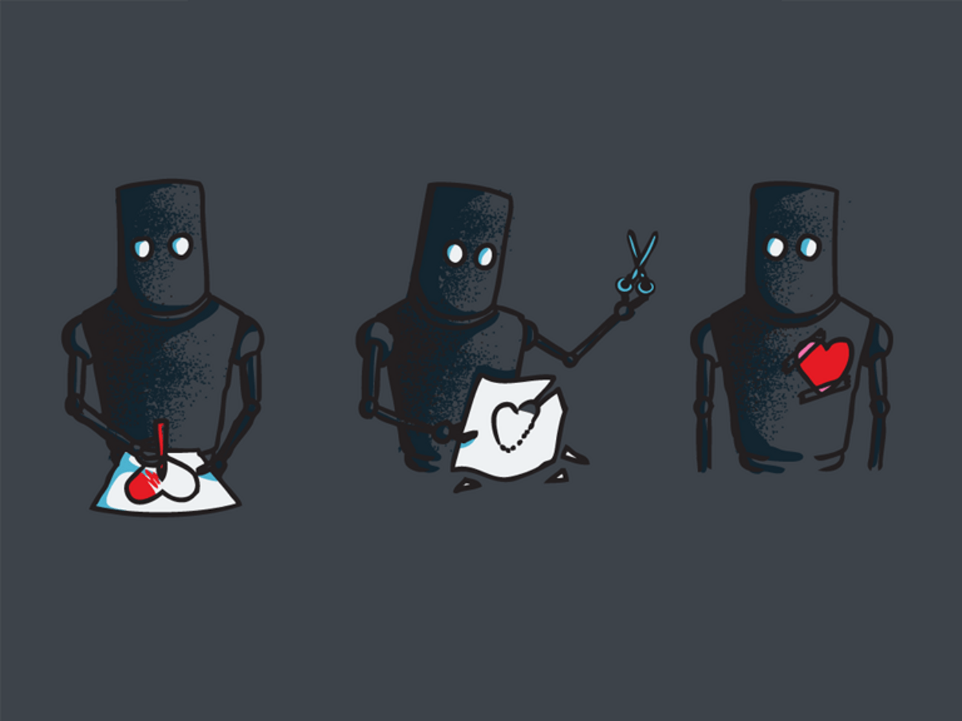 Robot che crea cuore di carta, 1400x1050 720p, Laptop