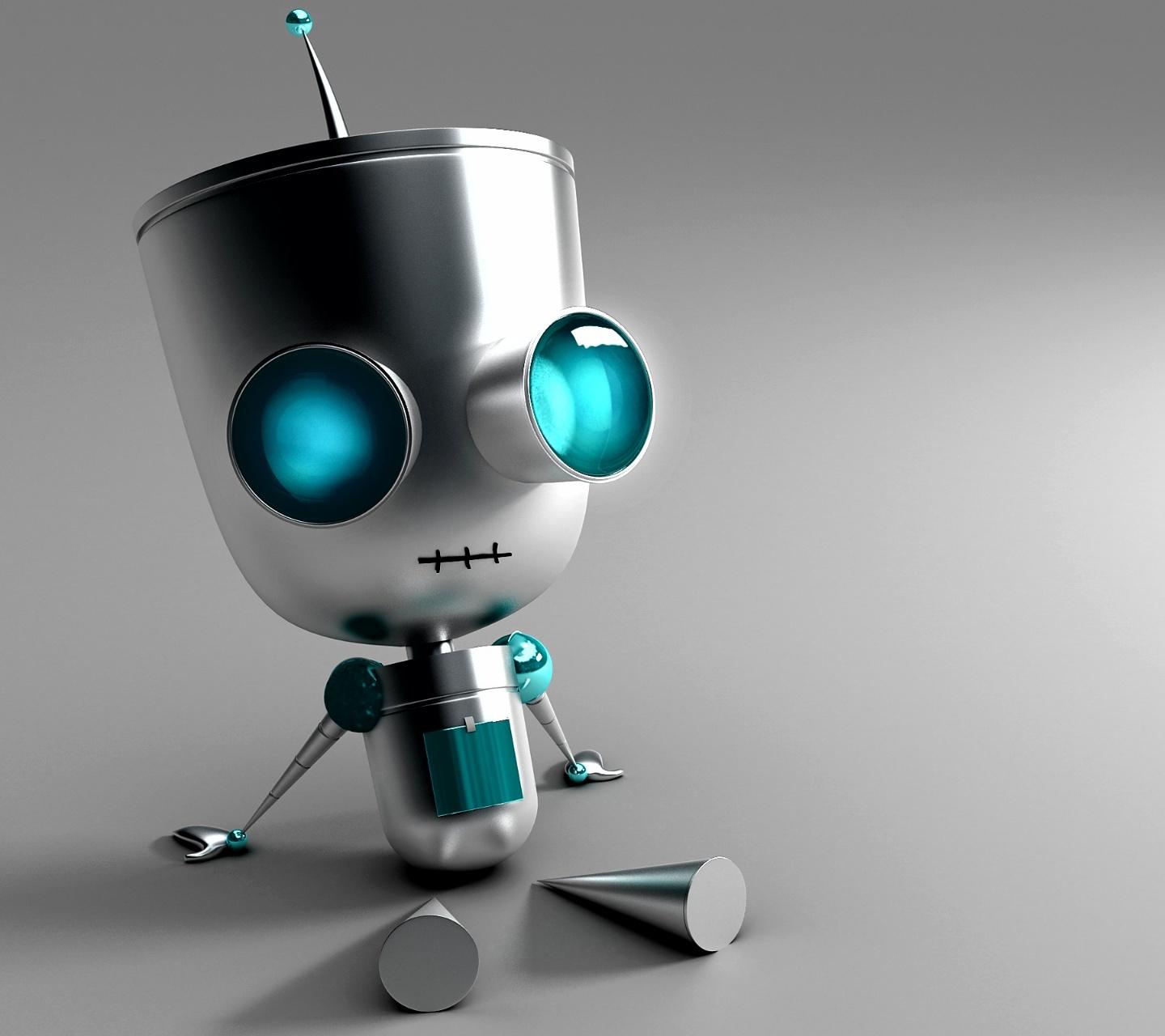 Robot argento occhi turchesi, 1440x1280 HD, Desktop